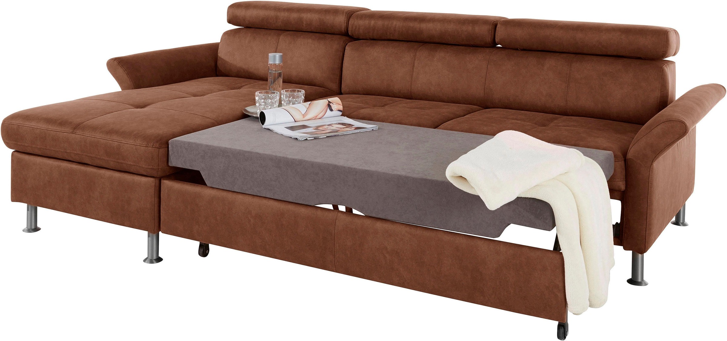exxpo - sofa fashion Ecksofa »Maretto, bequem und komfortabel, L-Form«, inkl. Kopf- bzw. Rückenverstellung, wahlweise mit Bettfunktion