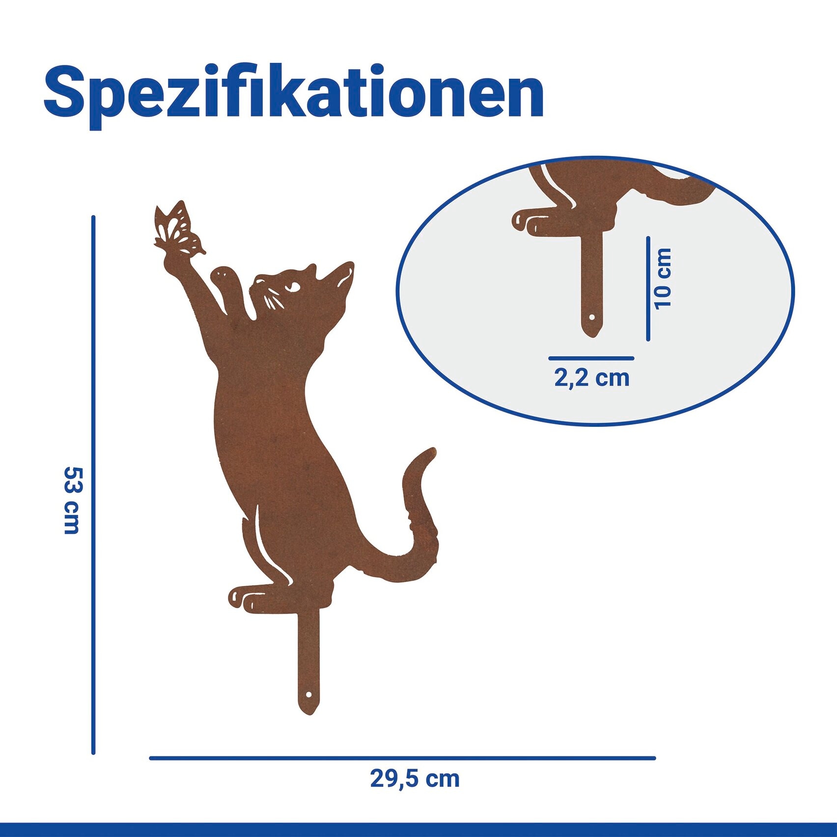 Maximex Gartenstecker »Katze & Schmetterling« Gartendekoration, wetterbeständig, Edelrost-Effekt mit feiner Patina