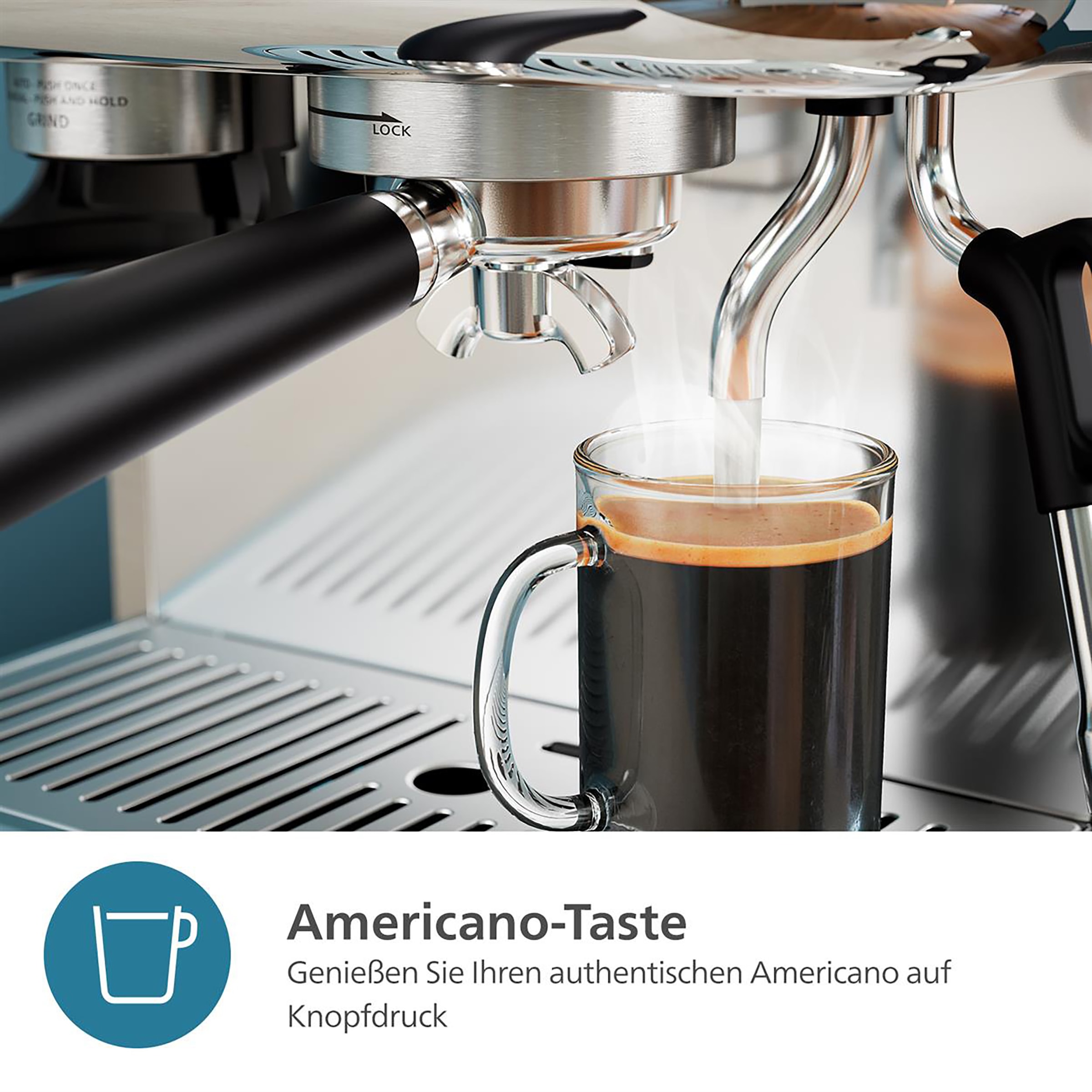 Philips Espressomaschine »PSA3218/01 Barista Brew, halbautomatisch, mit 250-g-Bohnenbehälter«, Korbfilter, Siebträger und Milchkanne aus Edelstahl, Silber