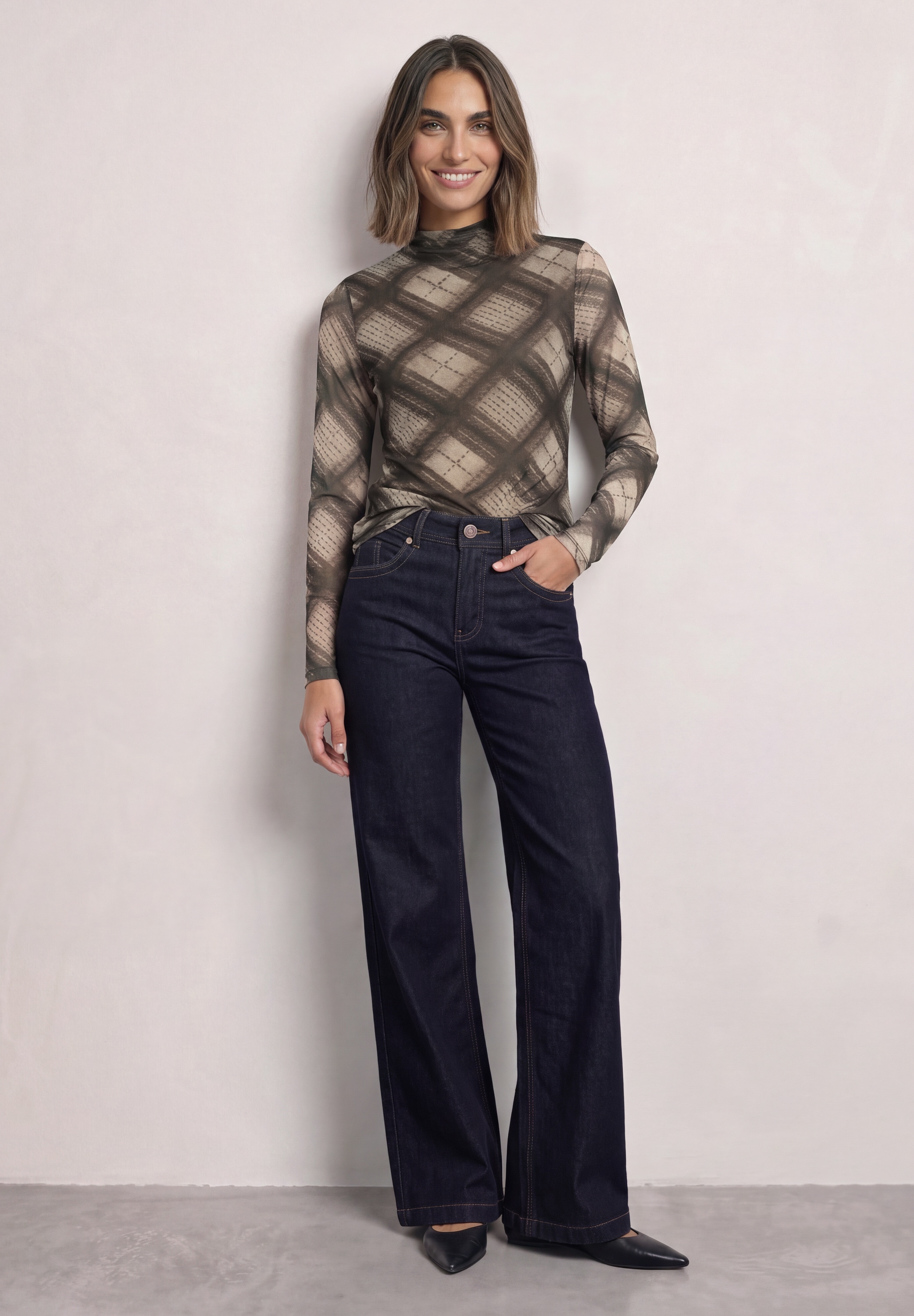 STREET ONE Langarmshirt leichte Mesh-Qualität, Elasthananteil
