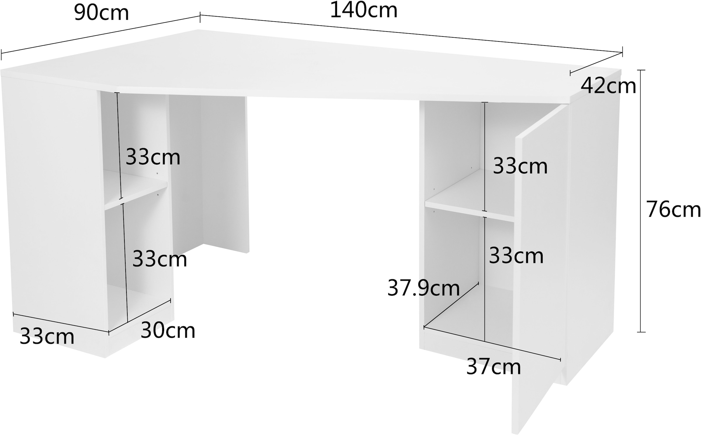 OTTO home Eckschreibtisch »AVRIL« Regalschreibtisch mit viel Stauraum, Push-to-Open, Breite: 140 cm