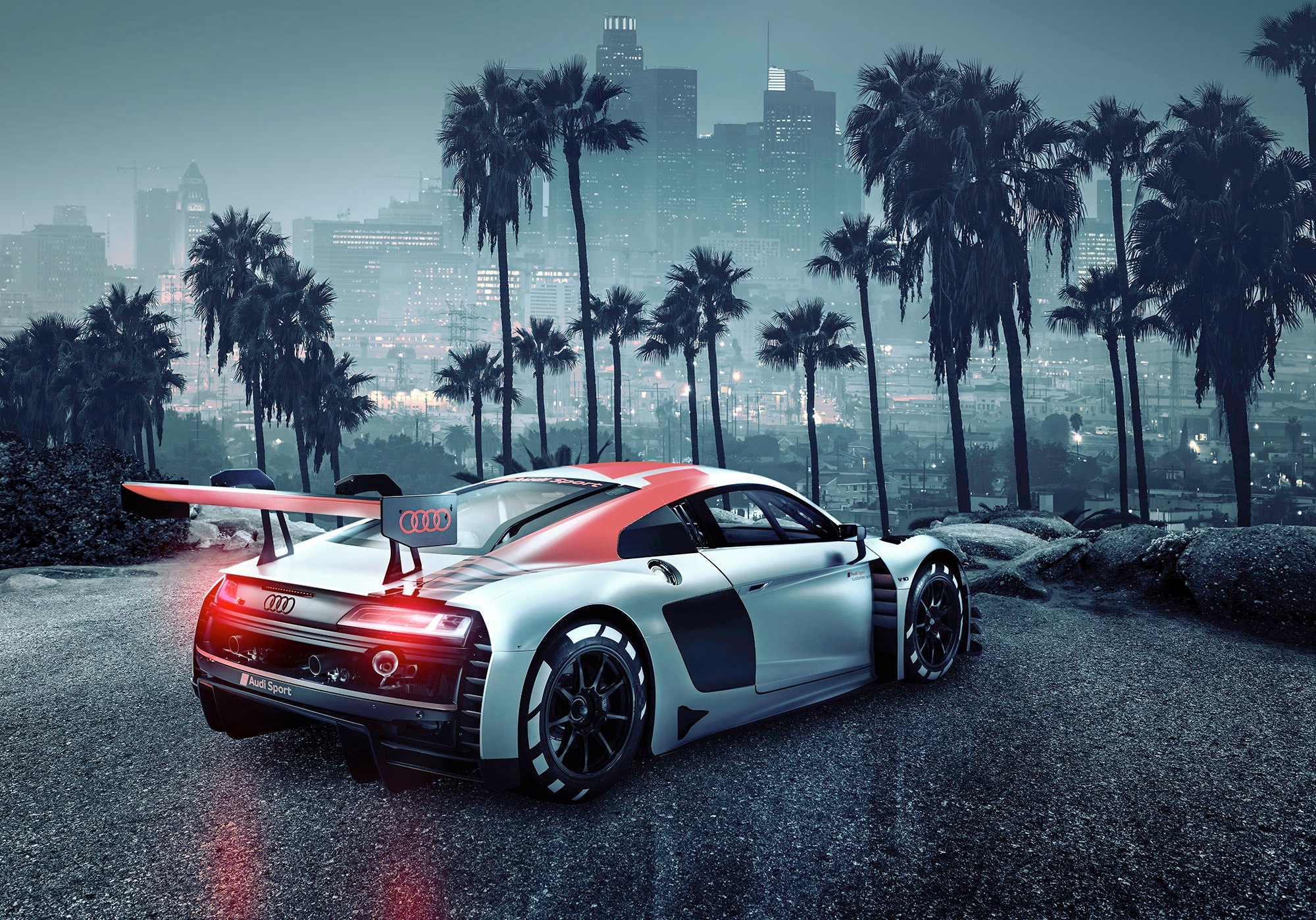 Komar Fototapete »Audi R8 L.A.«, bedruckt-Kunst-Wald, ausgezeichnet lichtbeständig