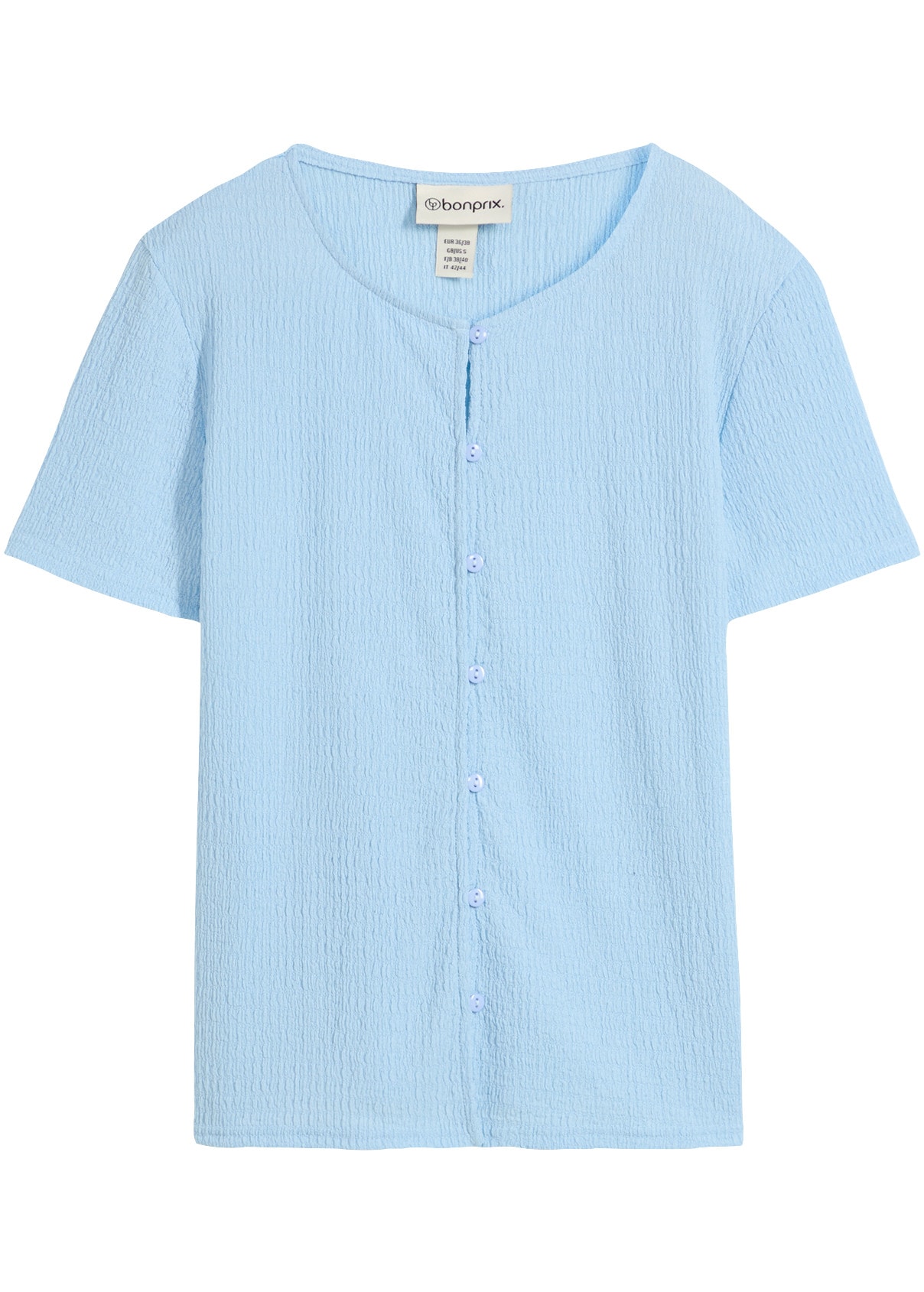 bonprix T-Shirt Slim Fit Passform, Kurzarm-Design, mit Knopfleiste