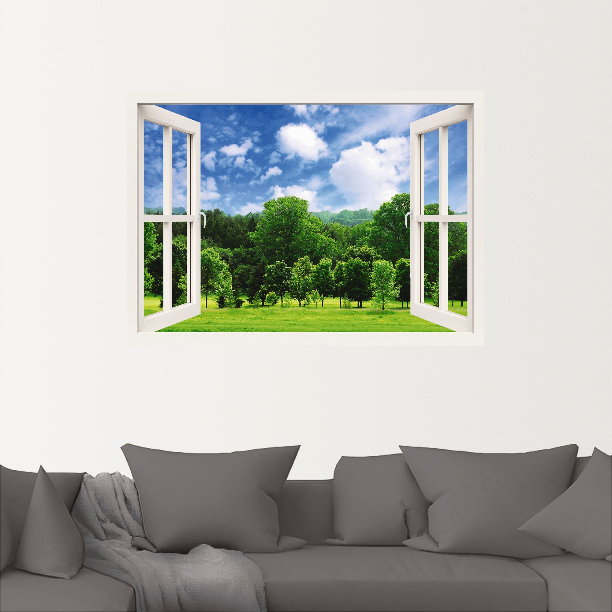 Artland Wandbild »Fensterblick - Grüner Wald«, Fensterblick, (1 St.), als Poster, Wandaufkleber in verschied. Größen