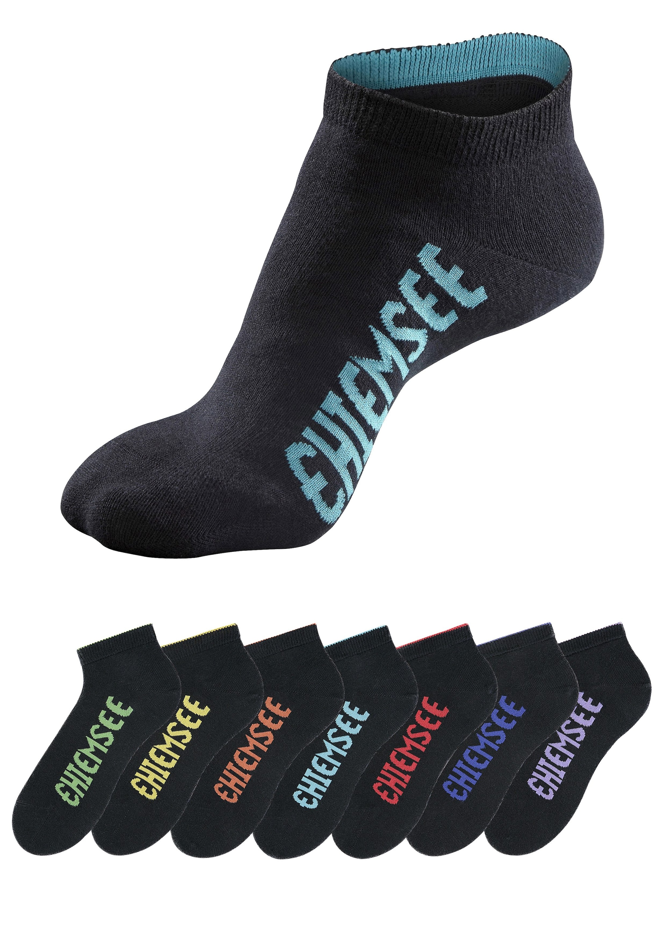 Chiemsee Sneakersocken, (Set, 7 Paar), mit farbigen Logos