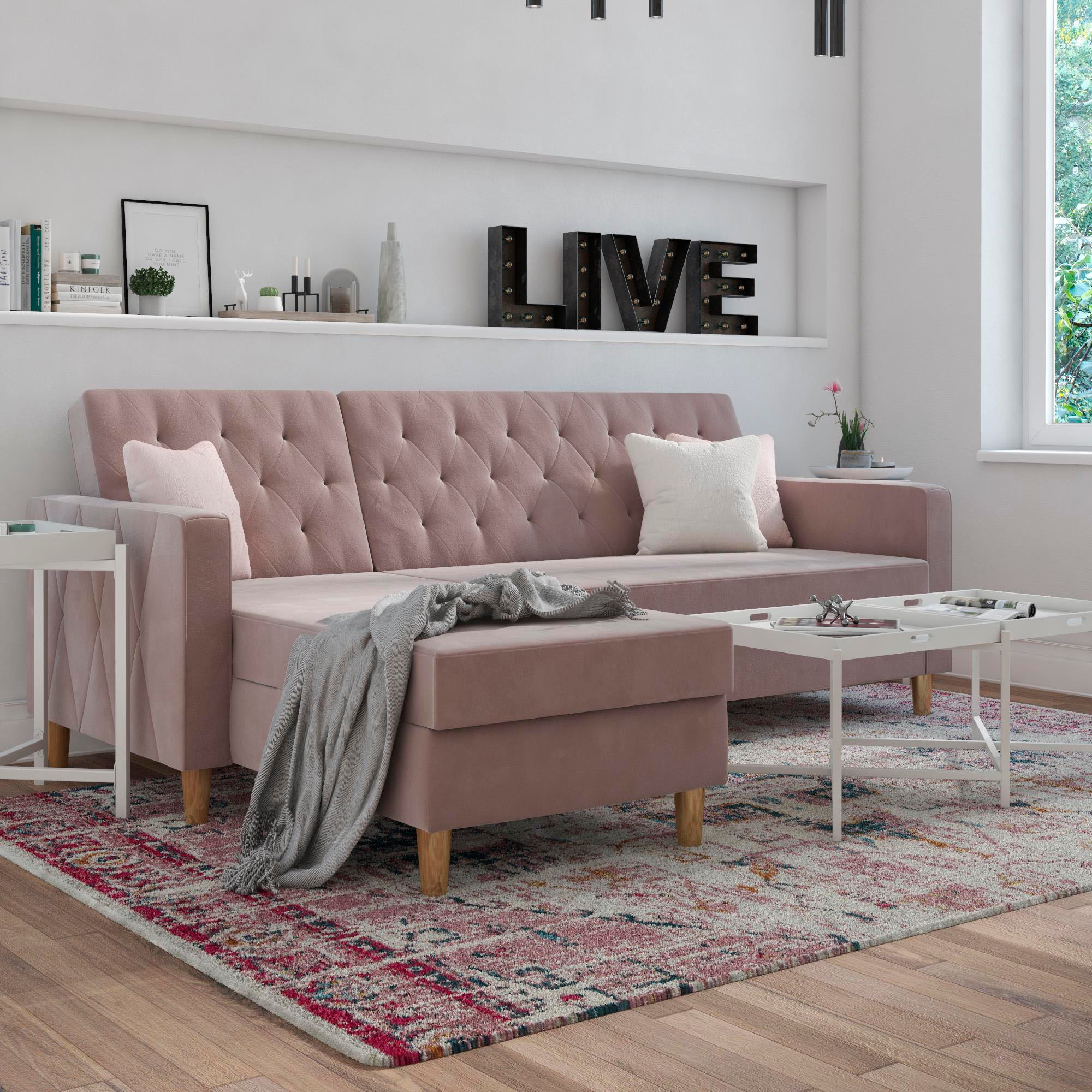 Cosmo Living Ecksofa »Liberty«, mit Schlafffunktion, Recamiere mit Stauraum beidseitig montierbar