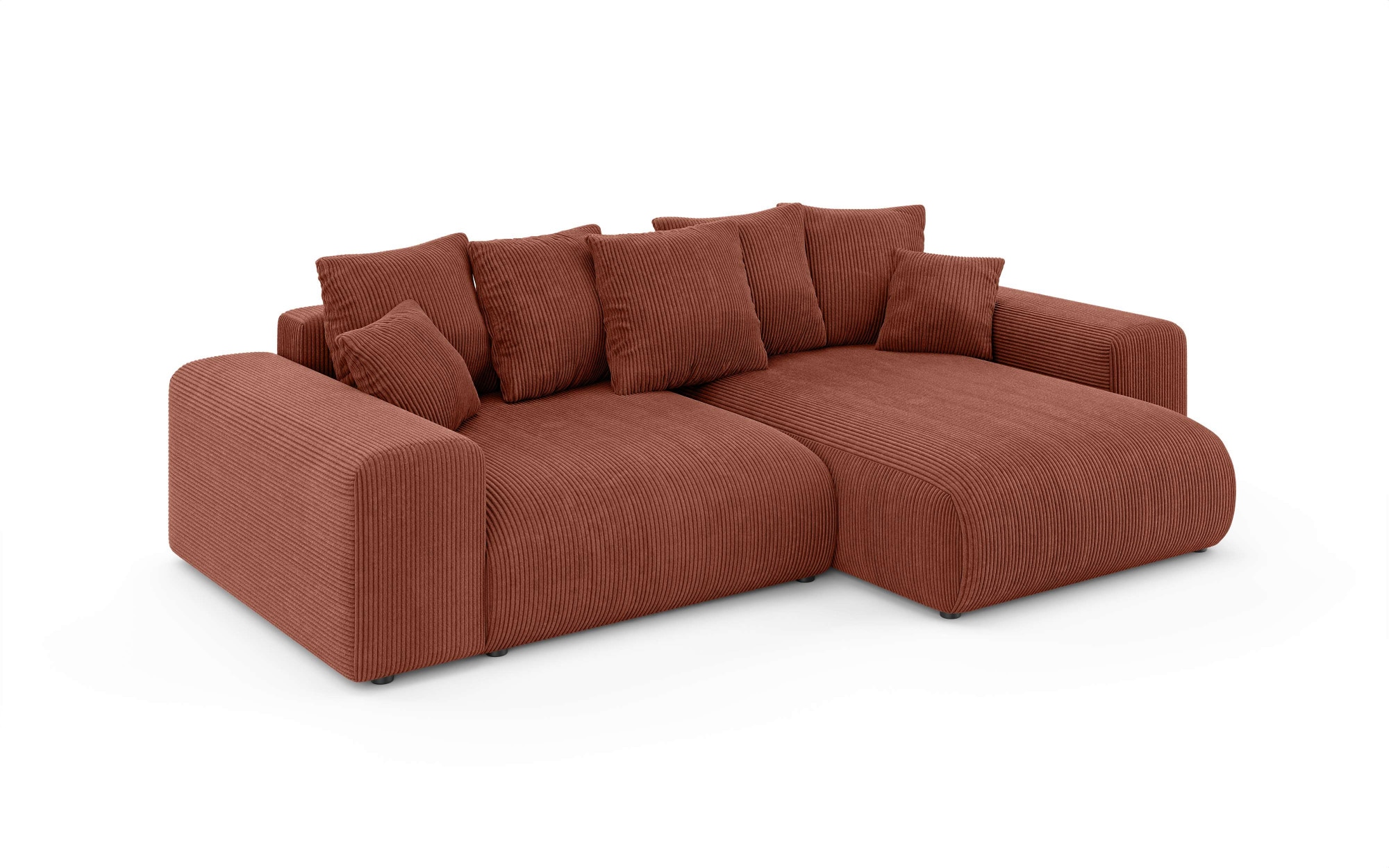 Home affaire Ecksofa »LAKESIDE mit Bettfunktion und Bettkasten, B/T/H 257/166/84 cm«, L-Form, Recamiere beidseitig montierbar, Wellenunterfederung