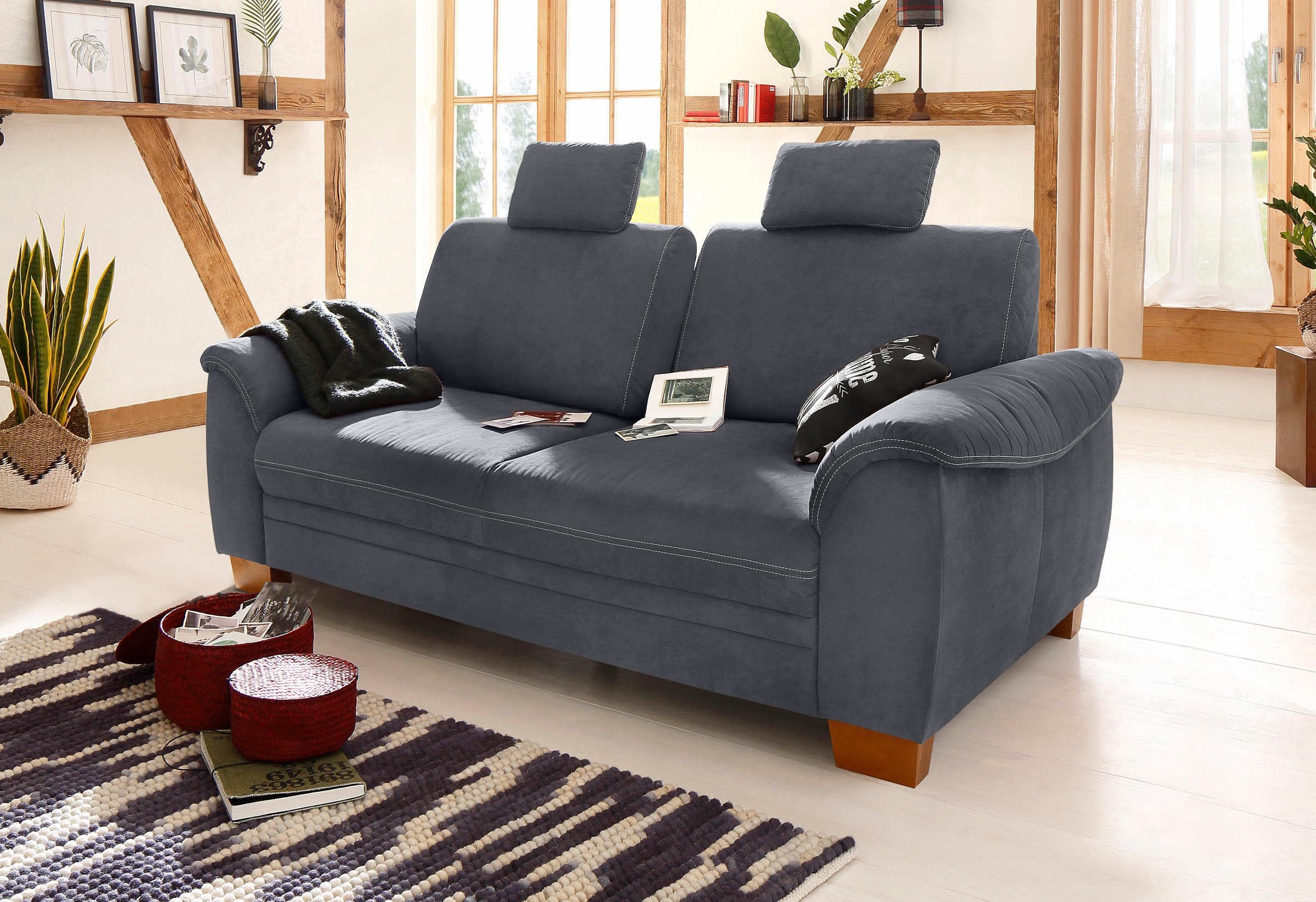 Home affaire 3-Sitzer »Husum« mit Sitztiefenverstellung, Kontrastnaht und Federkern