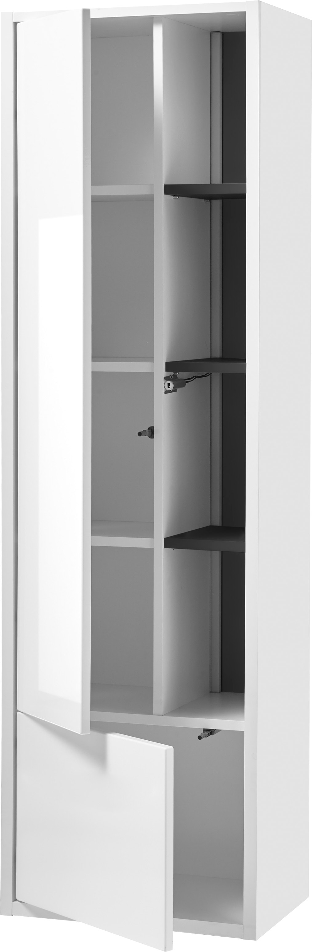 Places of Style Badmöbel-Set »Studio Line, Bad im modernen Design, 5-teiliges Badezimmer«, (5 St.), Schrank, Waschtisch und Spiegel, in zwei Farben verfügbar, Stauraum
