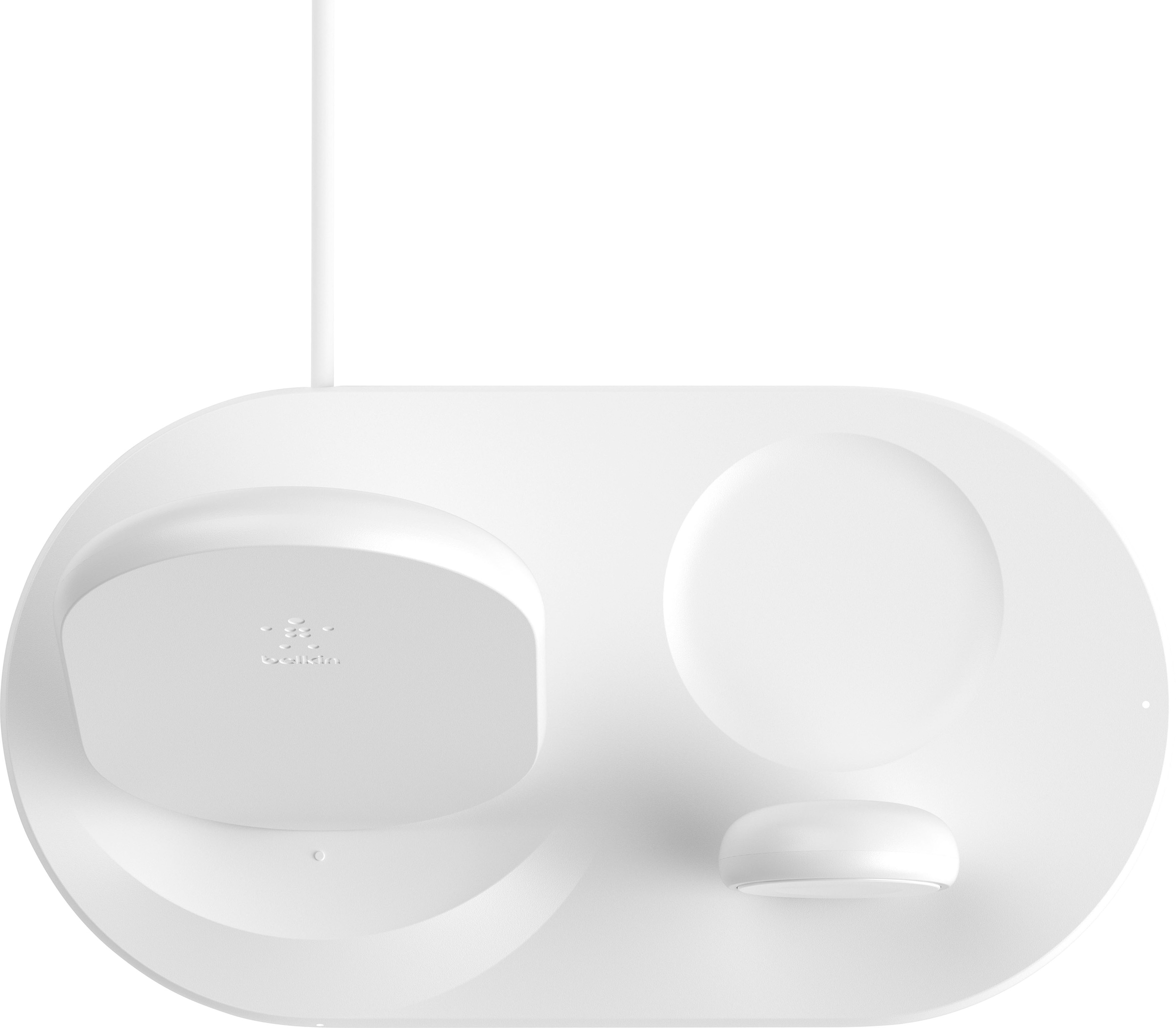 Belkin Wireless Charger »Belkin drahtloses 3-in-1 Ladegerät für iPhone, Apple Watch und AirPods«, (kompatibel für fast alle Apple iPhone, Apple Watch und AirPods), inkl. Netzteil, Wireless Ladestation/Ladeständer