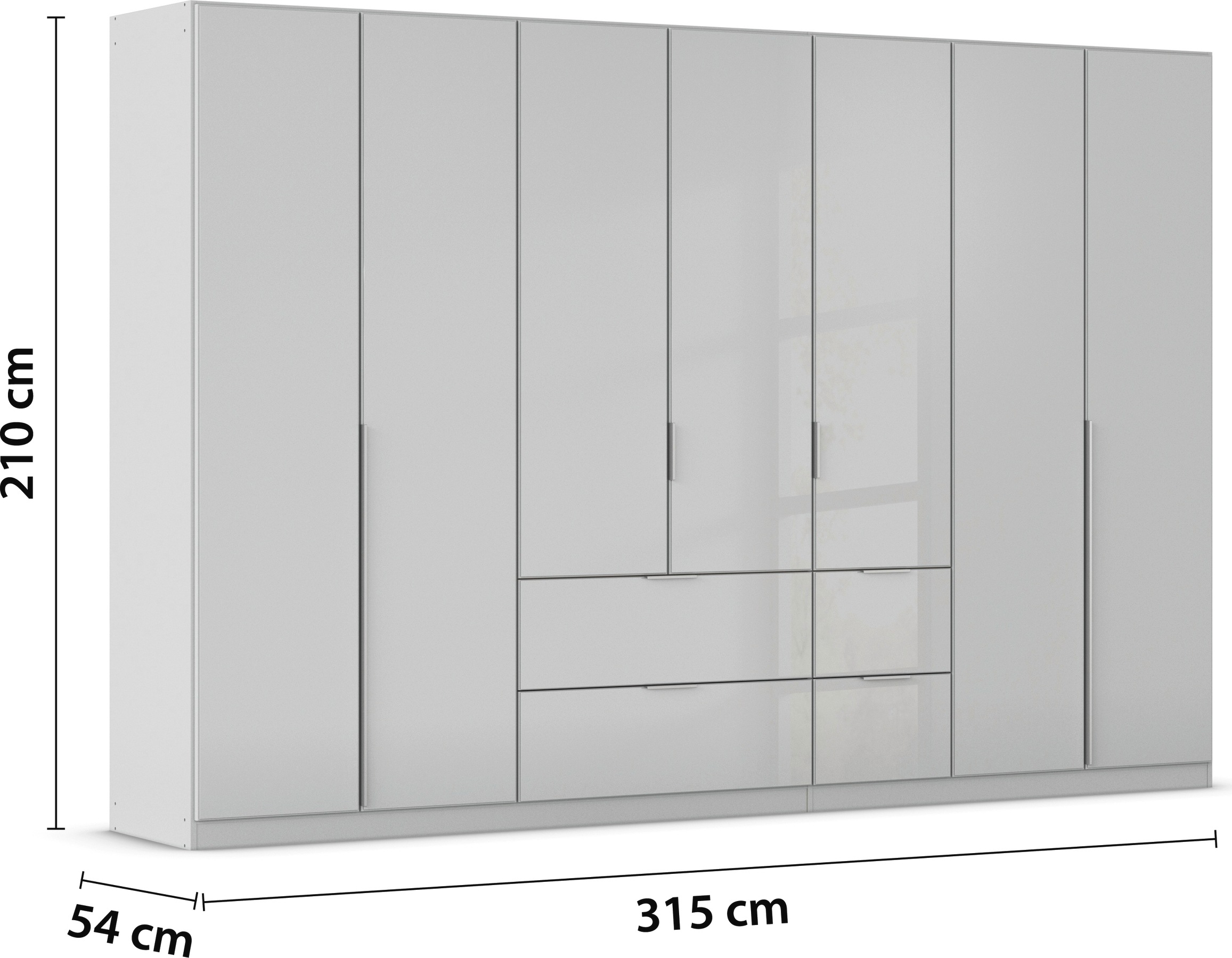 rauch Drehtürenschrank »Kleiderschrank Kleiderschränke Schrank Garderobe AGORDO mit Glasfront«, (in zwei Griff-Farben mit Glasfront), mit Außenschubkästen, in 6 Breiten und 2 Höhen MADE IN GERMANY