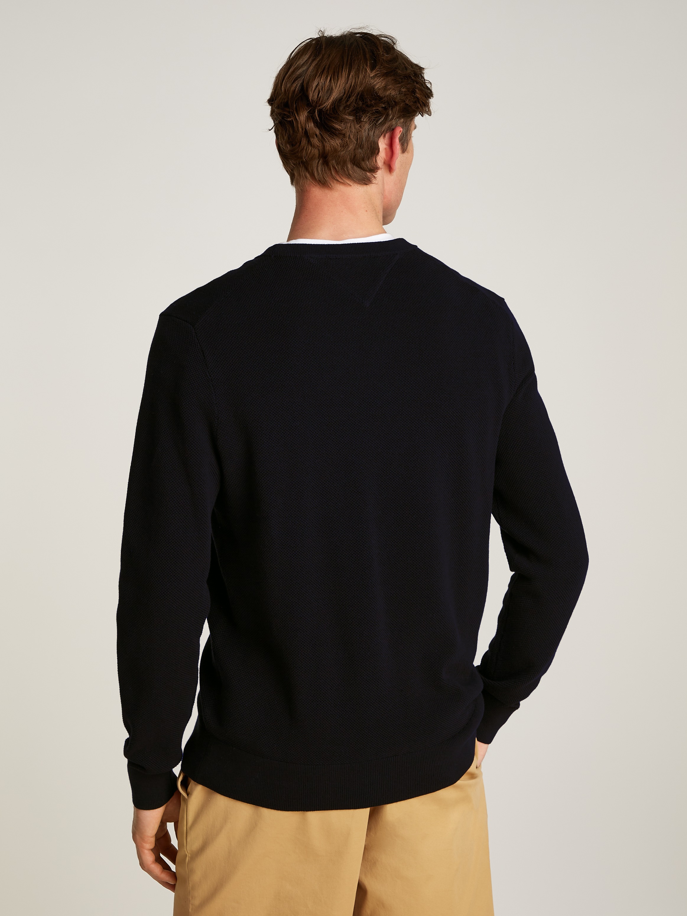 Tommy Hilfiger Rundhalspullover »ESSENTIAL STRUCTURE CREW NECK mit Struktur und Label«, unifarben, casual, regular fit, Baumwolle, Rundhals