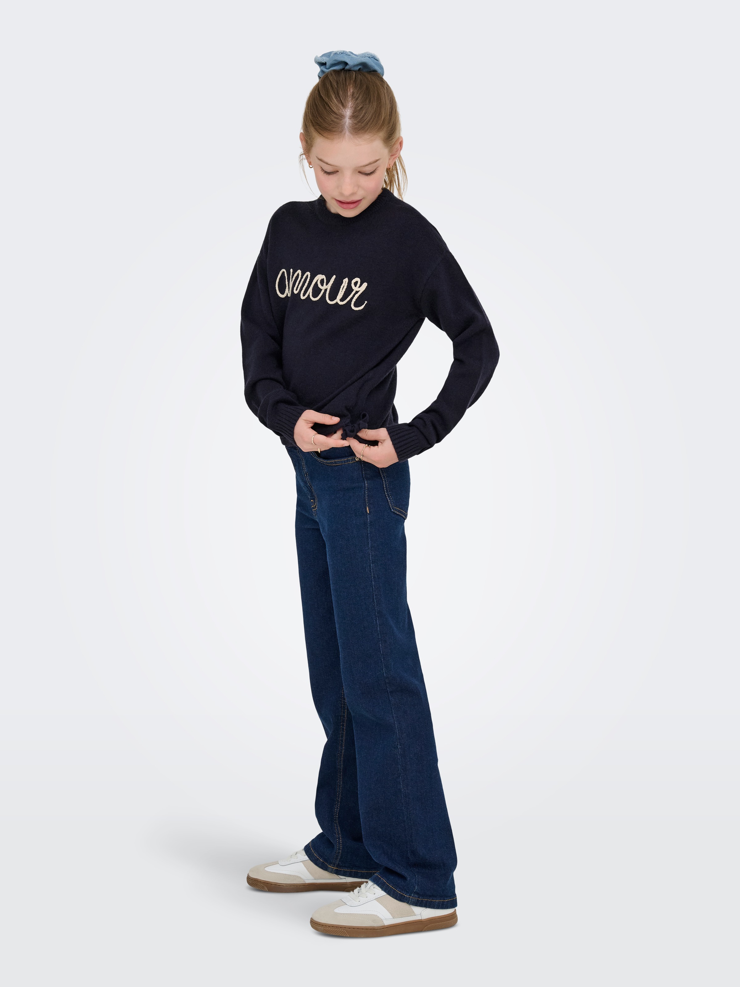 KIDS ONLY Strickpullover »KOGKATIA LS TEXT O-NECK CP KNT«
