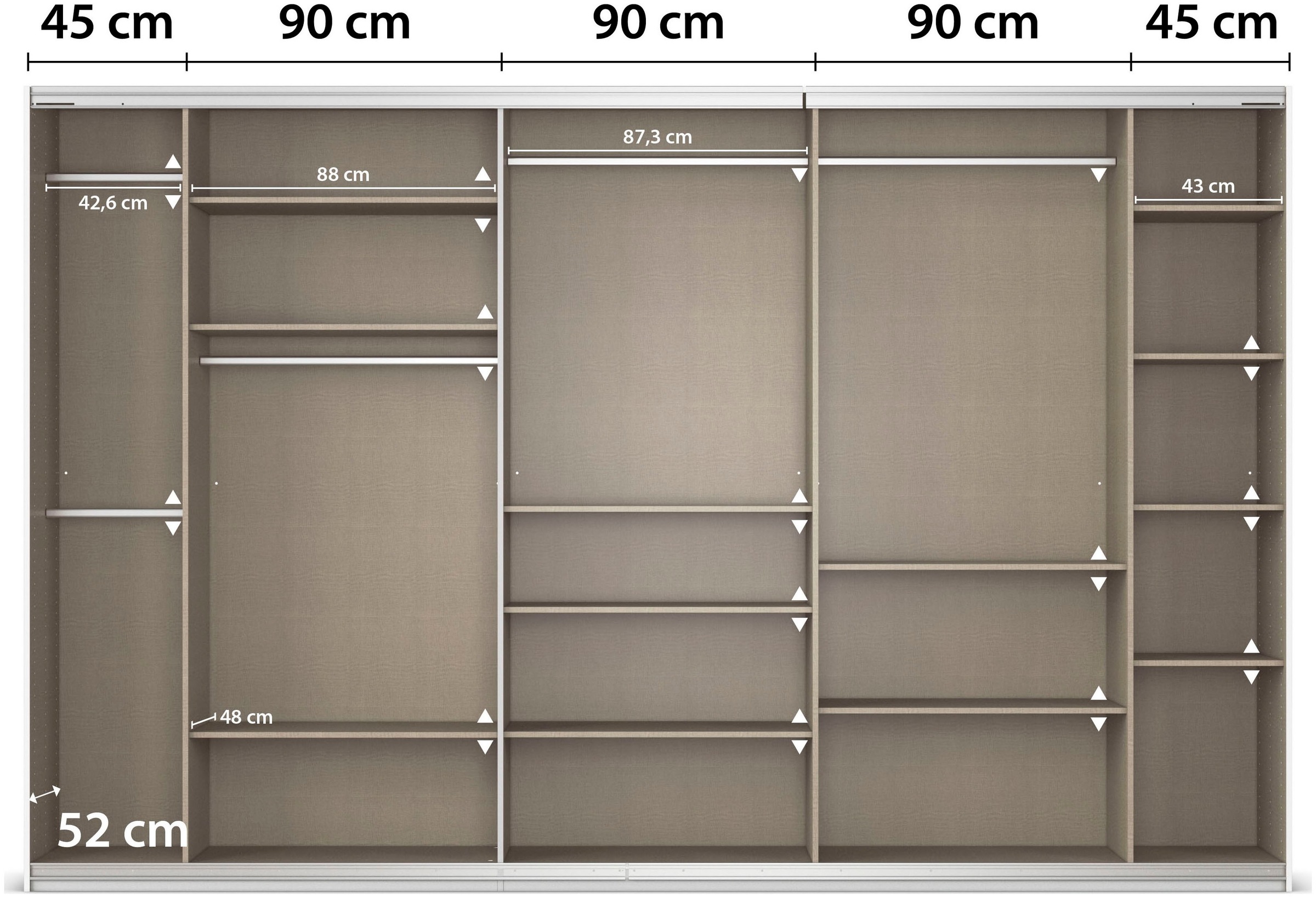 rauch Schwebetürenschrank »Kleiderschrank Schrank OTTO´S CHOICE Garderobe AGORDO«, (in zwei Griff-Farben), Top Innenausstattung, in 4 Breiten und 2 Höhen MADE IN GERMANY