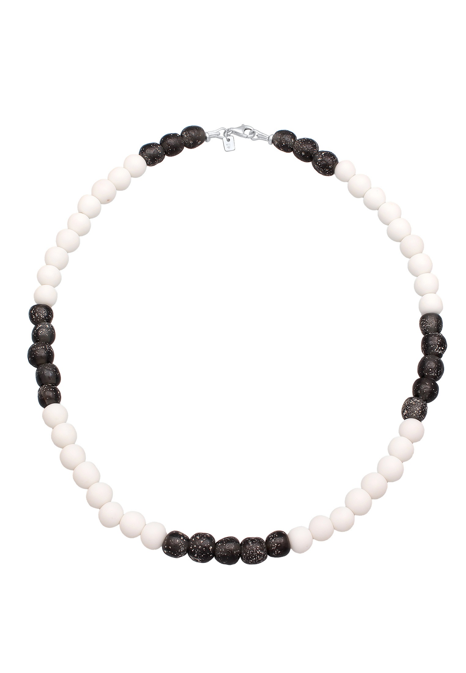 Kuzzoi Silberkette »Halskette Recycelte Glas Schwarz Weis Perlen Beads 925 Silber«