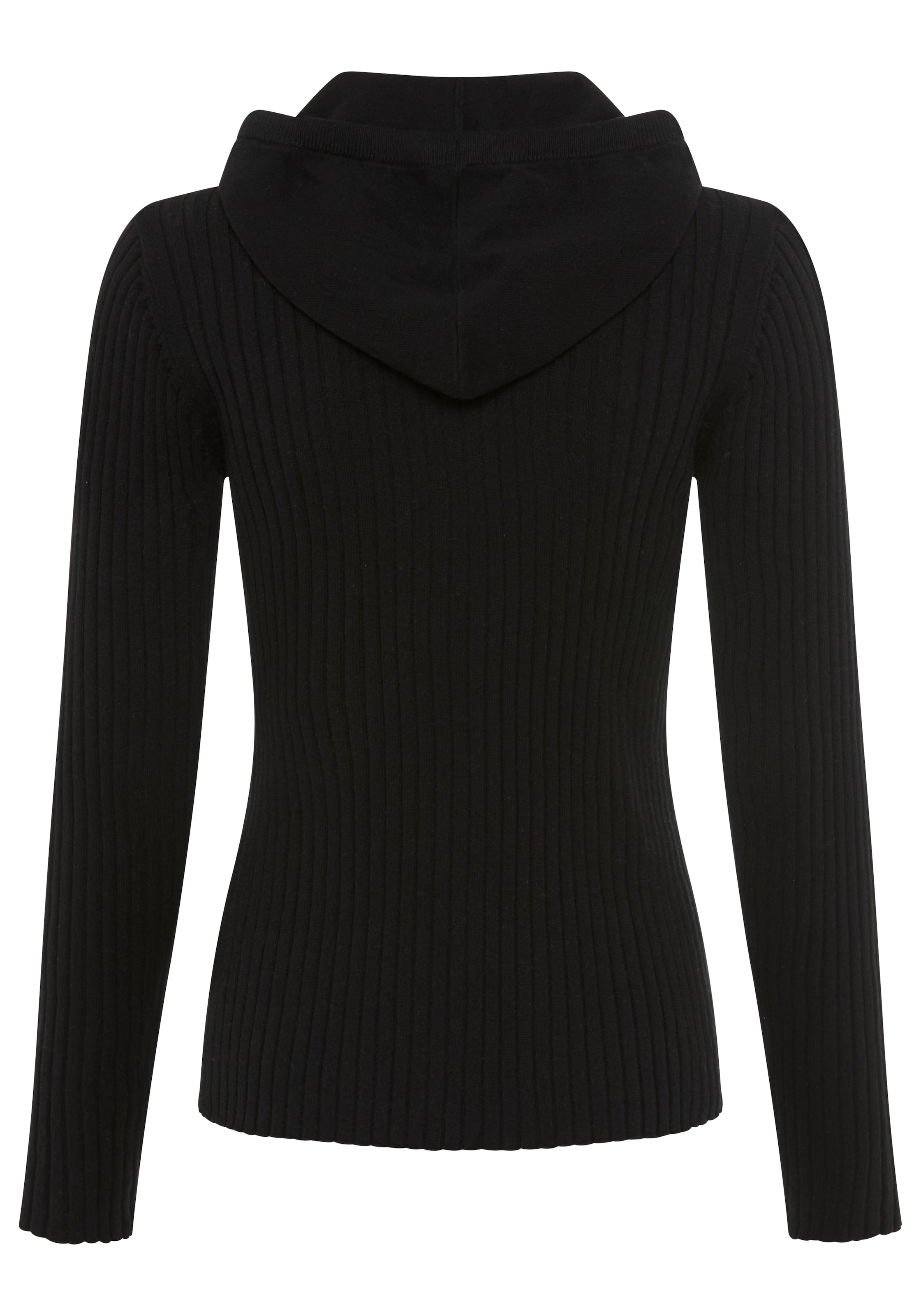 Laura Scott Kapuzenstrickjacke Feinstrick mit Rippe mit 2-Wege-Reißverschluss - NEUE KOLLEKTION