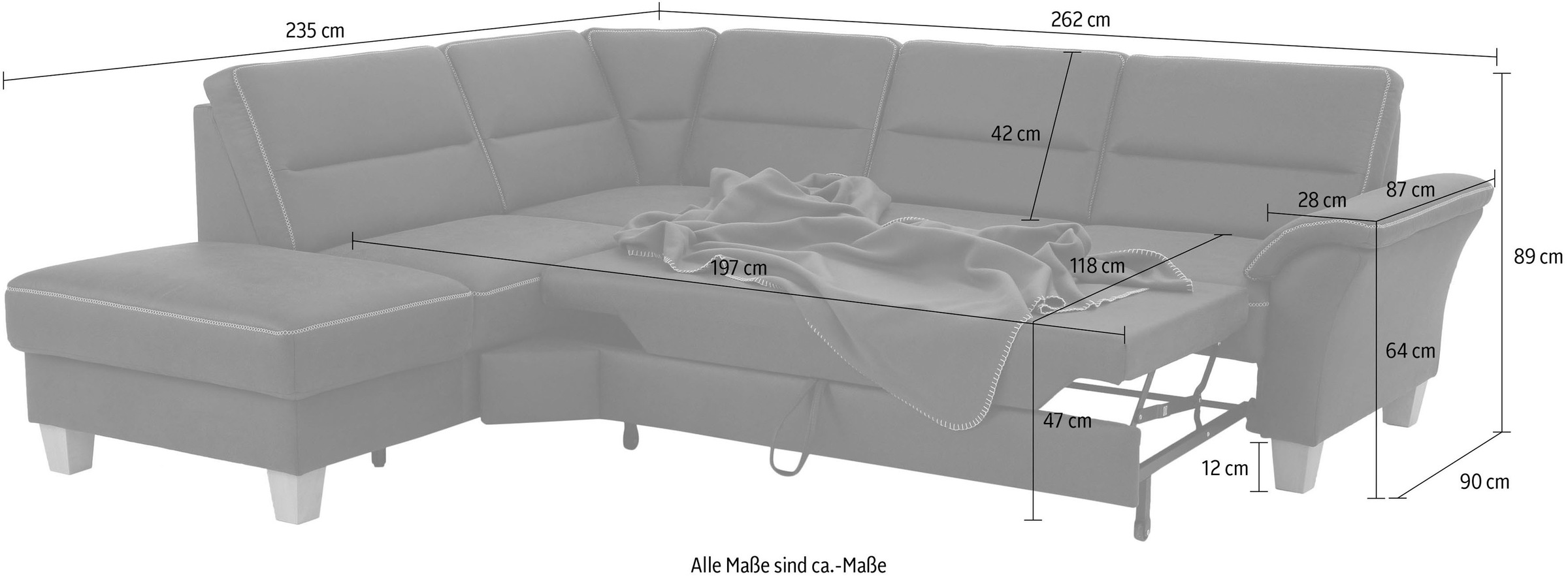 Home affaire Ecksofa »Soleo L-Form«, komfortabel durch Trapezecke mit Relaxfunktion, auch mit Bettfunktion