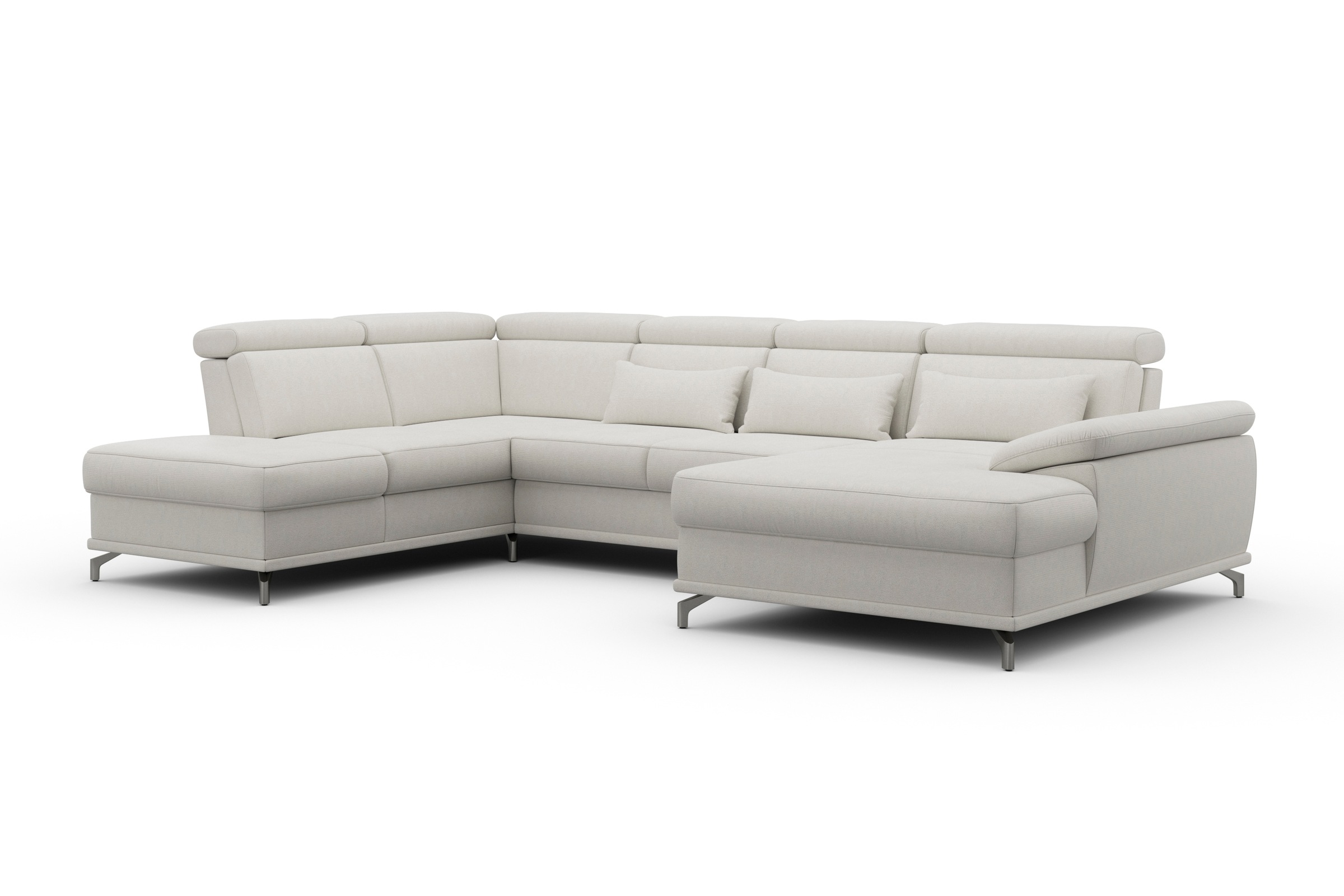 sit&more Wohnlandschaft »Cabrio U-Form, B: 359 cm, mit Sitztiefen-, Arm- & Kopfteilverstellung«, 3 Nierenkissen, Federkern, optional Bettfunktion und Stauraum