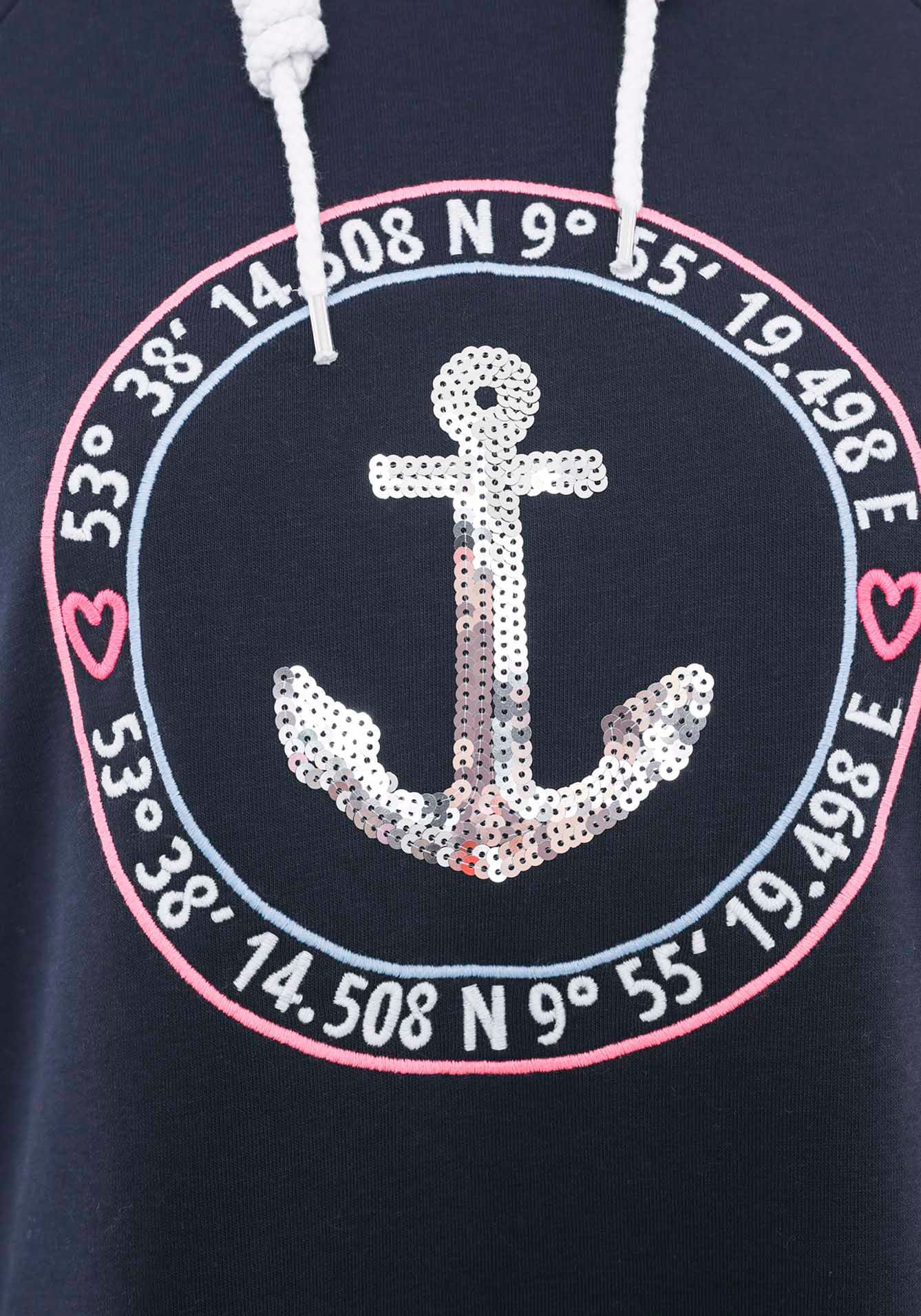 Zwillingsherz Hoodie »"Strandglück Paillette"«, mit Anker-Motiv und "Moin"- Schriftzug