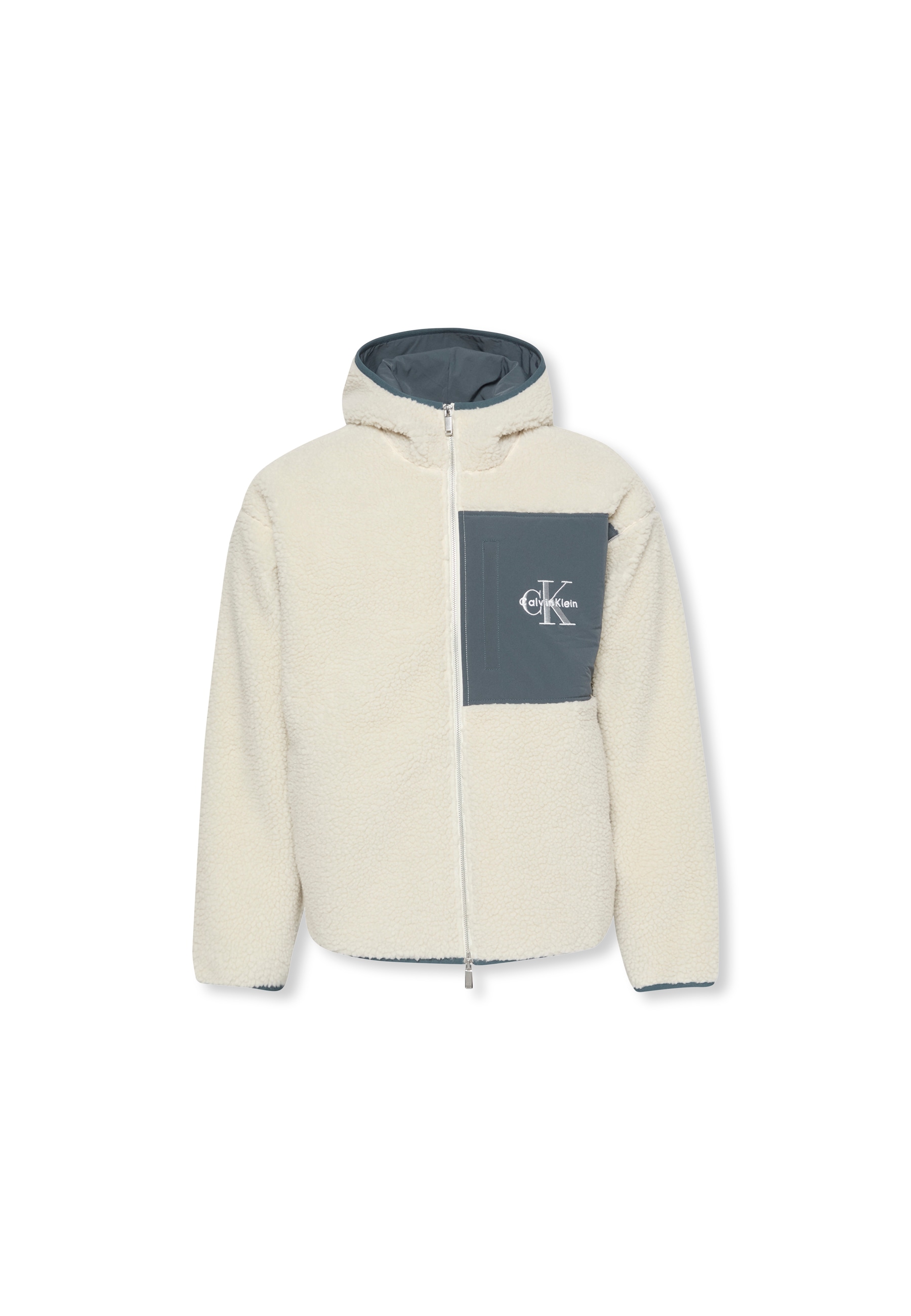 Calvin Klein Jeans Plüschjacke »SHERPA FUNNEL NECK FULL ZIP HOOD« mitKapuze Mit Rundhalsausschnitt, regular fit
