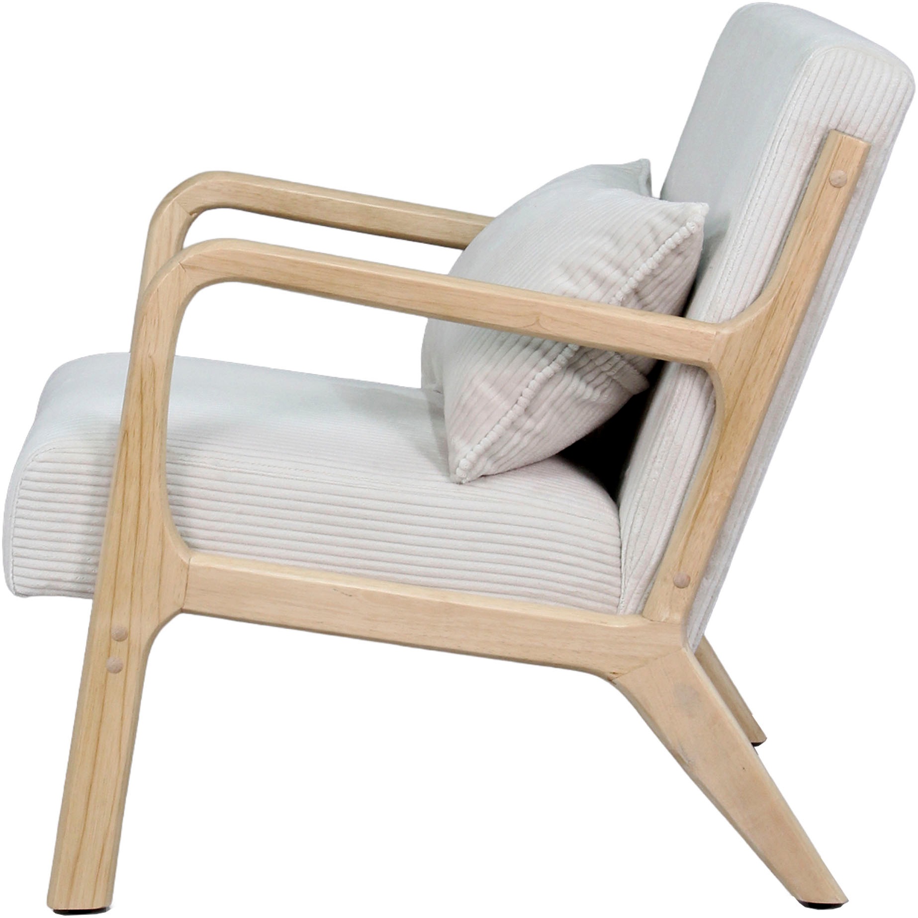 byLIVING Sessel »NOHR« Grob-Cord, Gestell Massivholz Rubberwood, Separates Zierkissen