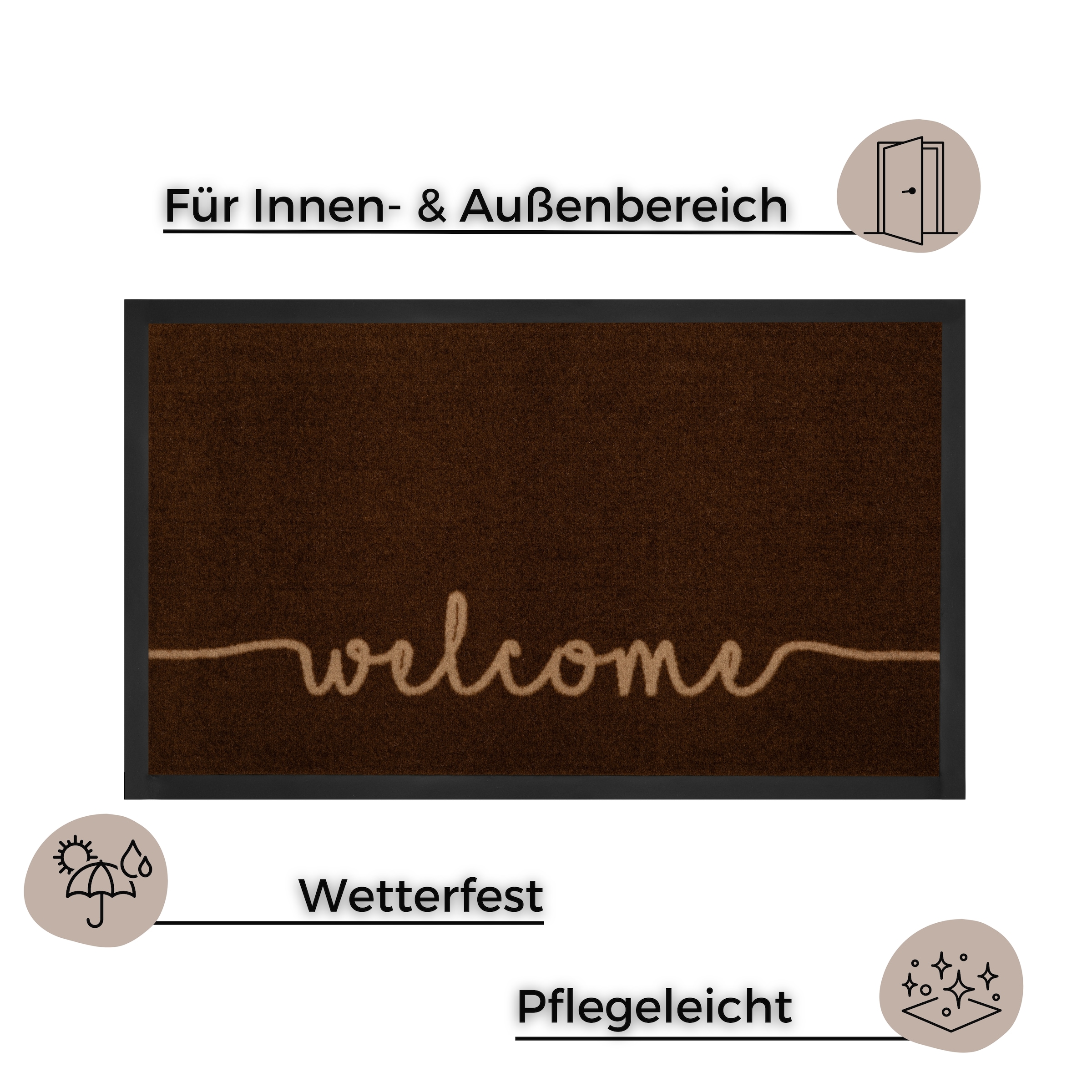 HANSE Home Fußmatte »Cozy Welcome«, rechteckig, 5 mm Höhe, Waschbar, Schmutzfangmatte, Outdoor, Innen, Rutschfest, Wetterfest