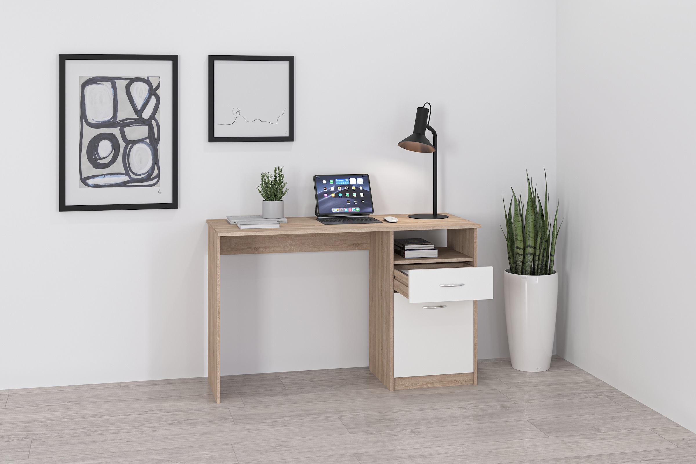 FMD Schreibtisch »Jackson« Bürotisch mit 1 Schubkasten und 1 Tür, 123 cm breit