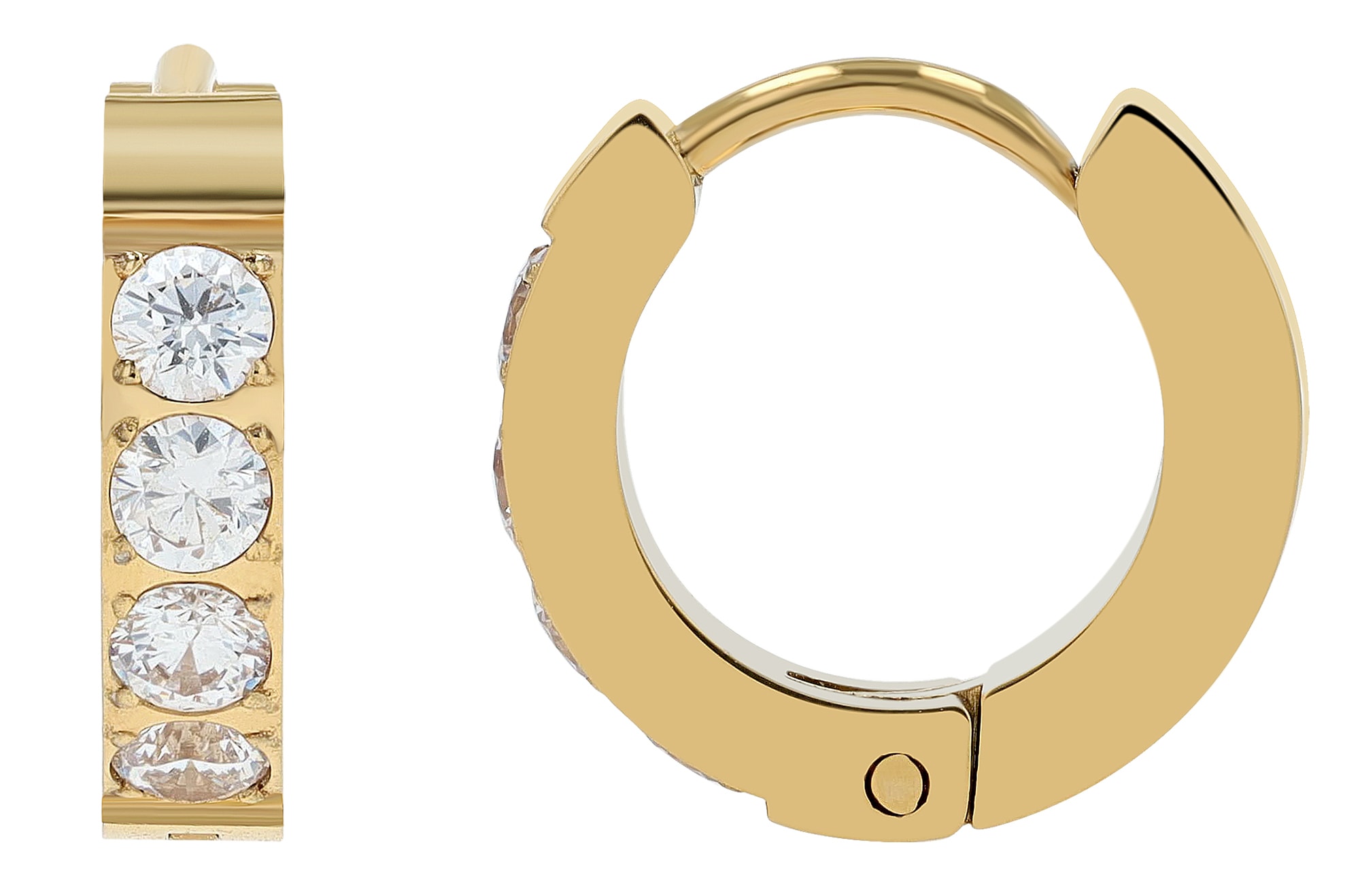 Adelia´s Paar Creolen »Damen Ohrringe ¿ Klappcreole aus Edelstahl mit Strass Steinchen«