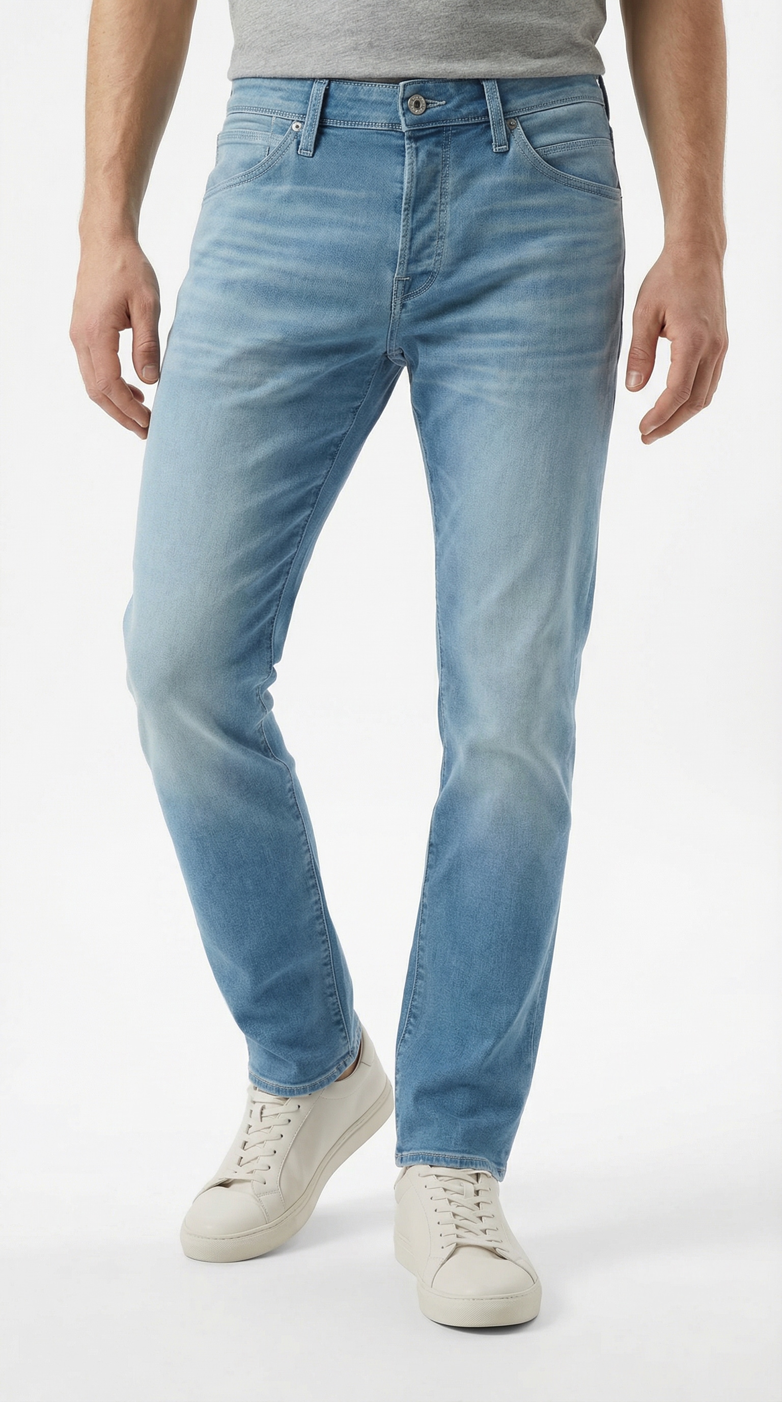 Jack & Jones Tapered-fit-Jeans »JJIMIKE mit Stretch, Used-Look und bequemer Passform« mit Abriebeffekten