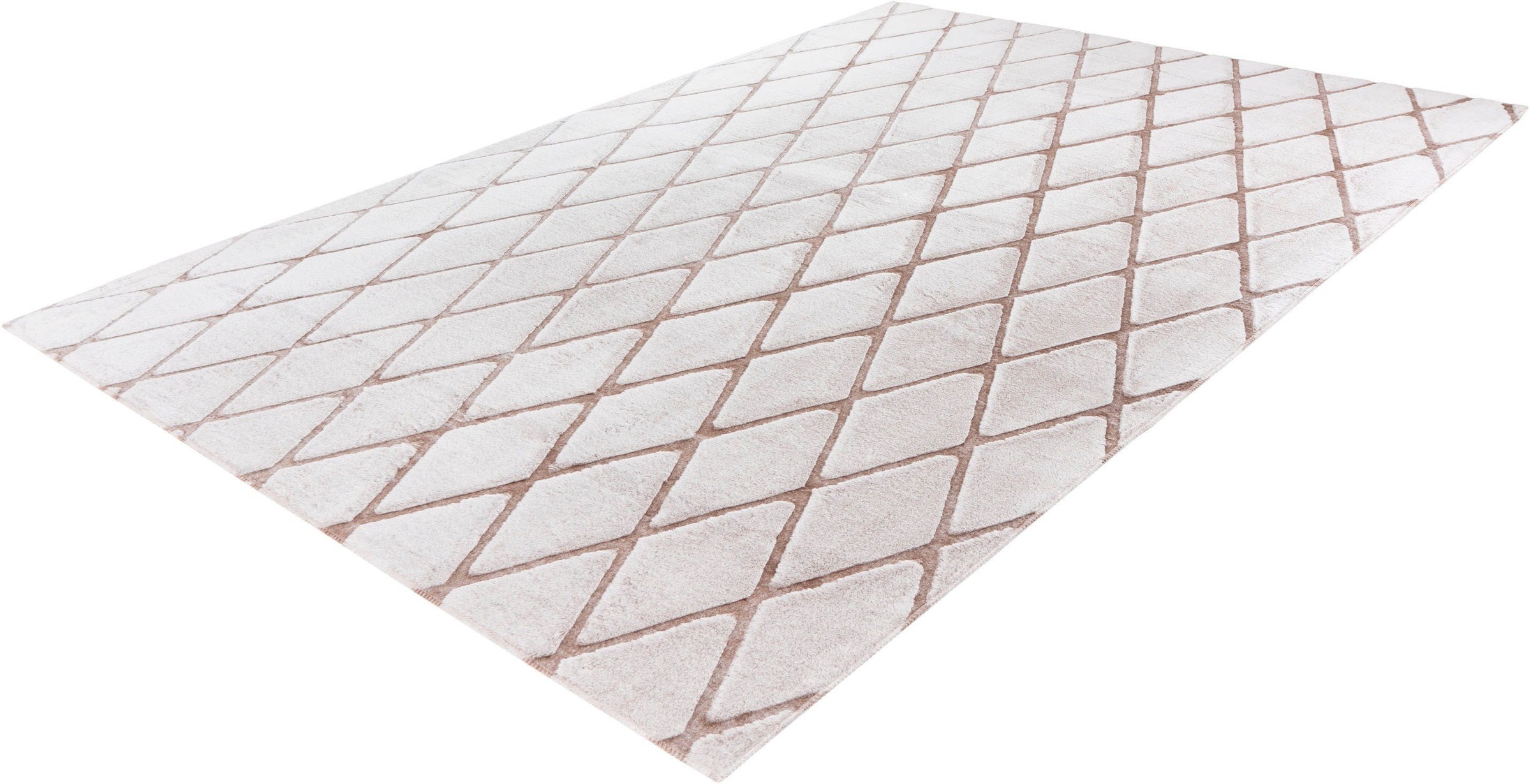 calo-deluxe Teppich »Jardan-2000«, rechteckig, 20 mm Höhe, besonders weich durch Microfaser, Rauten-Design