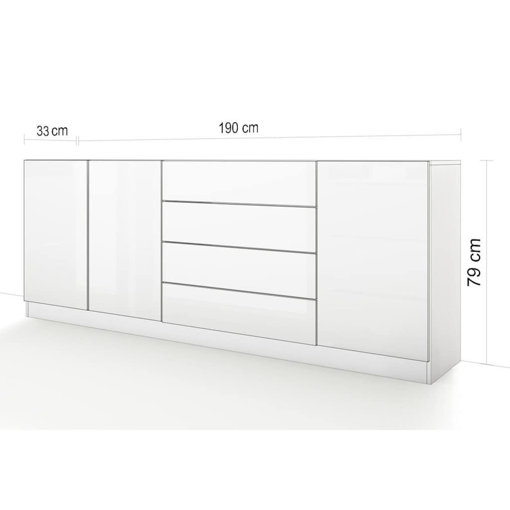 borchardt Möbel Sideboard »Vaasa«, Breite 190 cm