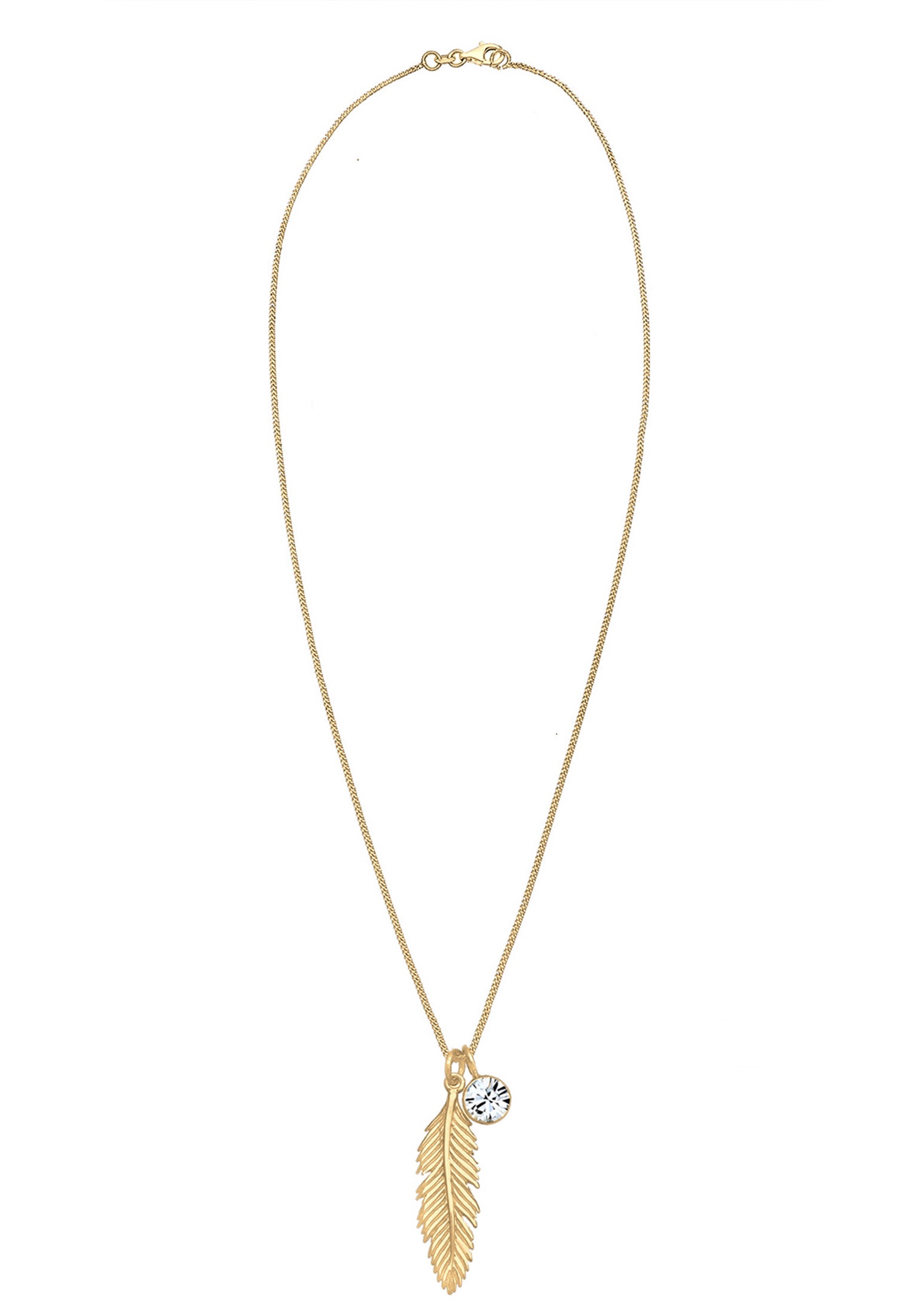 Elli Silberkette »Halskette Feder Boho 925 Silber, mit Kristallen von Swarovski®«