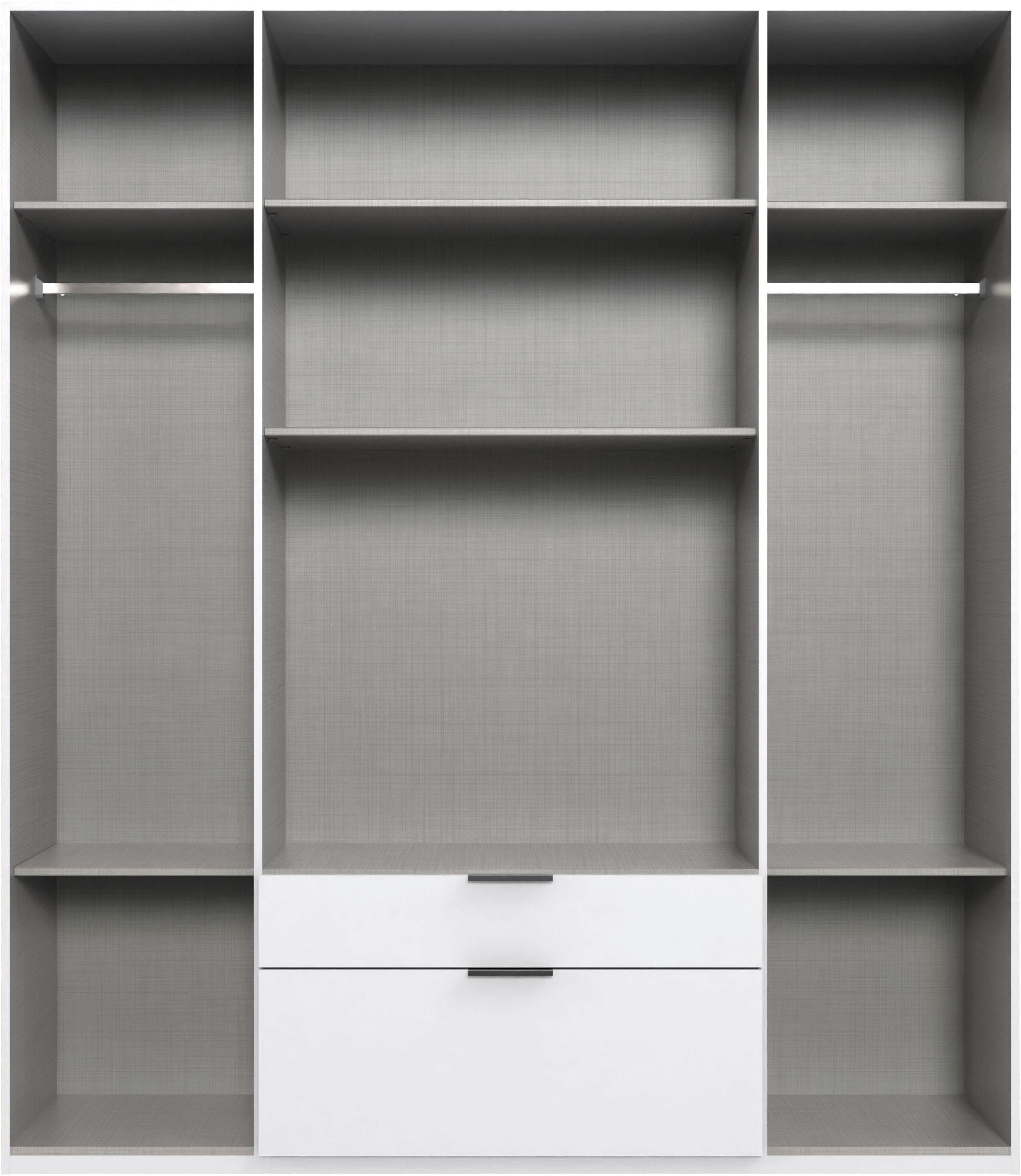 Wimex Drehtürenschrank »Mugano, 135 oder 180cm breit, 208 oder 236cm hoch, Made in Germany«, (mit langen Griffstangen aus Metall), wahlweise mit oder ohne Spiegel, mit Schubladen
