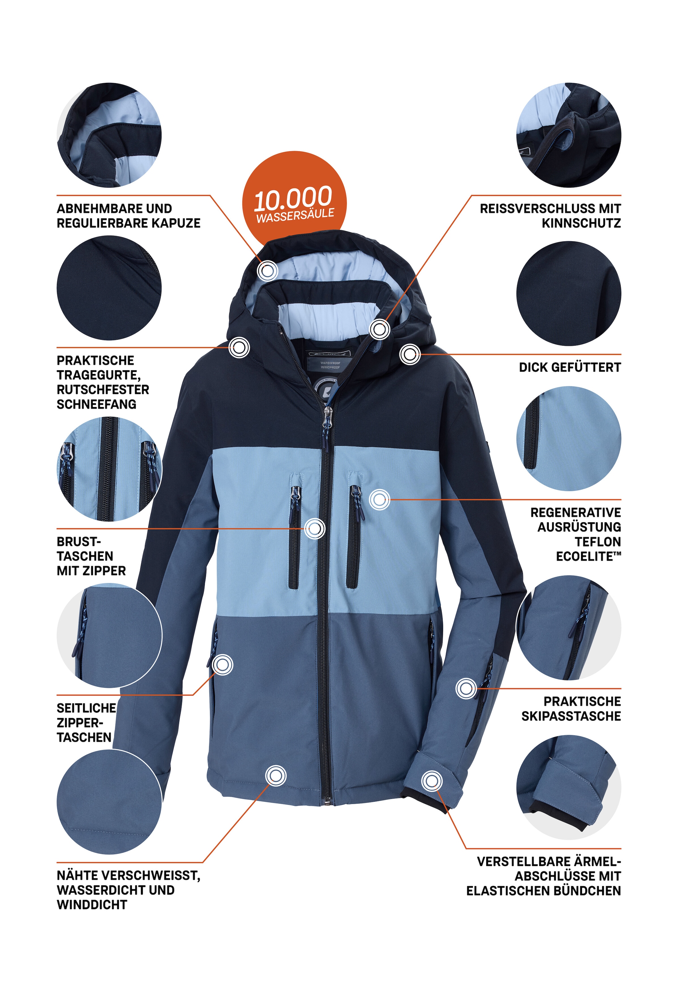 Killtec Funktionsjacke »KOW 174 BYS JCKT« Killtec Kids Jacke: Wasserdicht, reflektierend, abnehmbare Kapuze
