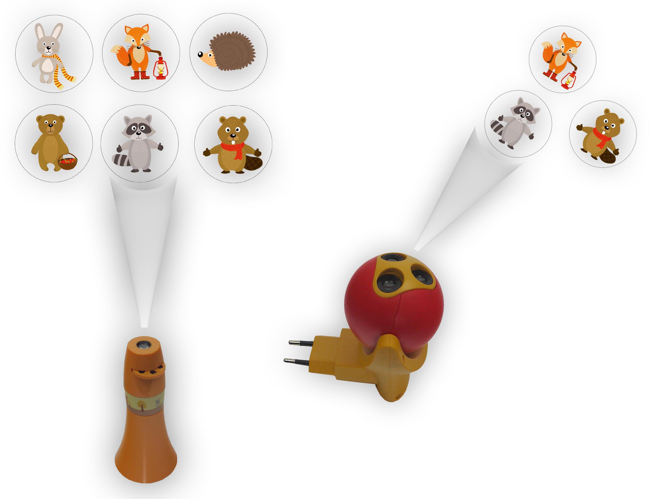 Niermann LED Nachtlicht »Waldtiere« LED-Modul 1 Stk. Set Waldtiere 2 (1 x Stecker-Nachtlicht, 1 x Taschenprojektor) in gelb