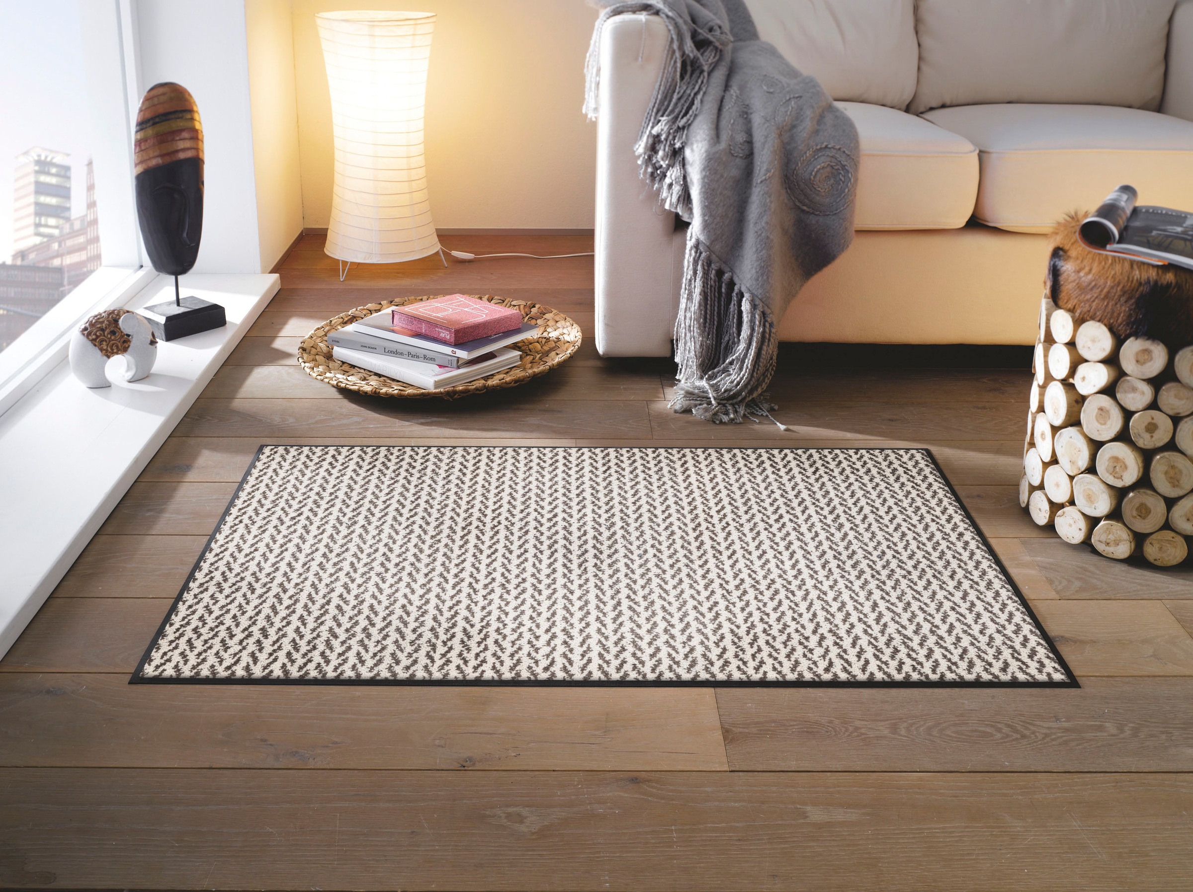 wash+dry by Kleen-Tex Teppich »Duo Latte«, rechteckig, 9 mm Höhe, rutschhemmend, In- und Outdoor geeignet, waschbar
