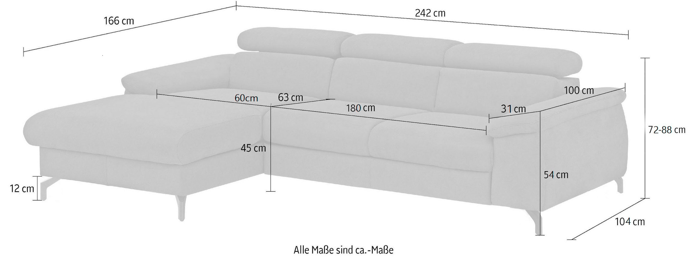 COTTA Ecksofa »Kitty L-Form«, Modern, L-Form, Bodenfreiheit 12,5 cm