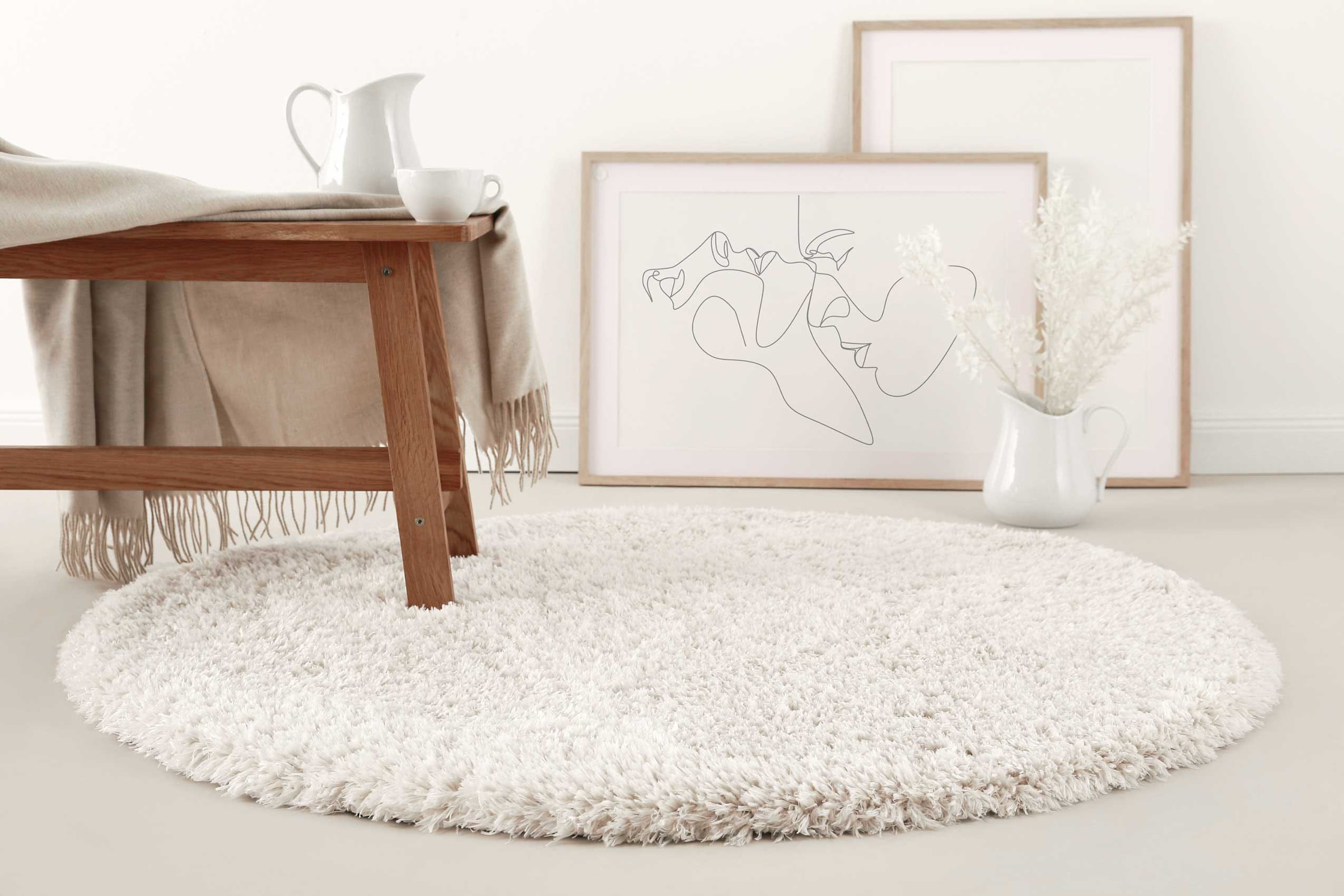 Homie Living Hochflor-Teppich »Matteo HL-0961«, rund, 50 mm Höhe, nachhaltig aus 100% recyceltem PET, Langflor, Shaggy, Wohnzimmer