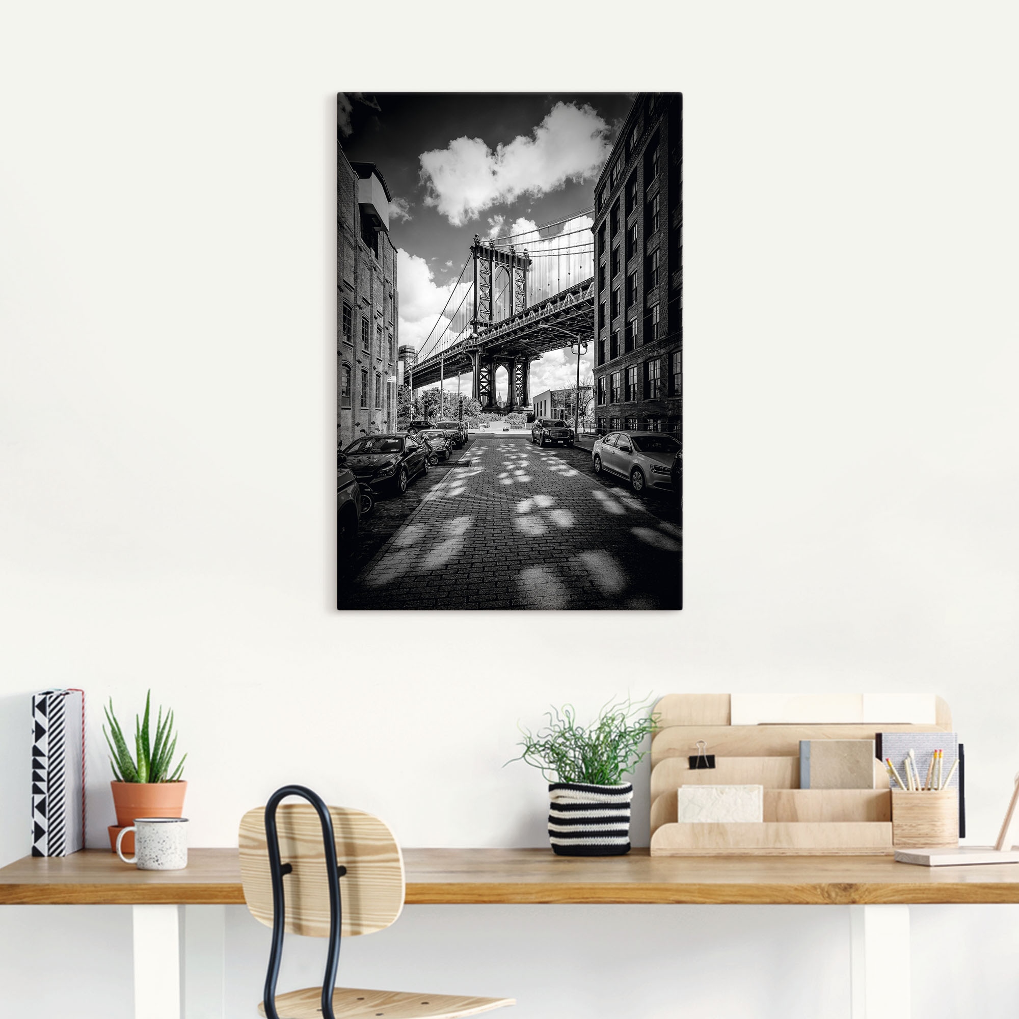 Artland Wandbild »Manhattan Bridge in Brooklyn, New York« New York 1 Stk. tlg. auf Holzrahmen gespannt