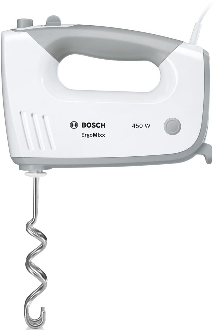 BOSCH Handmixer »ErgoMixx MFQ36400, Edelstahl Rührbesen/Knethaken, 5 Stufen, weiß«, 450 W, 5 Stufen plus Turbostufe, Made in Europe