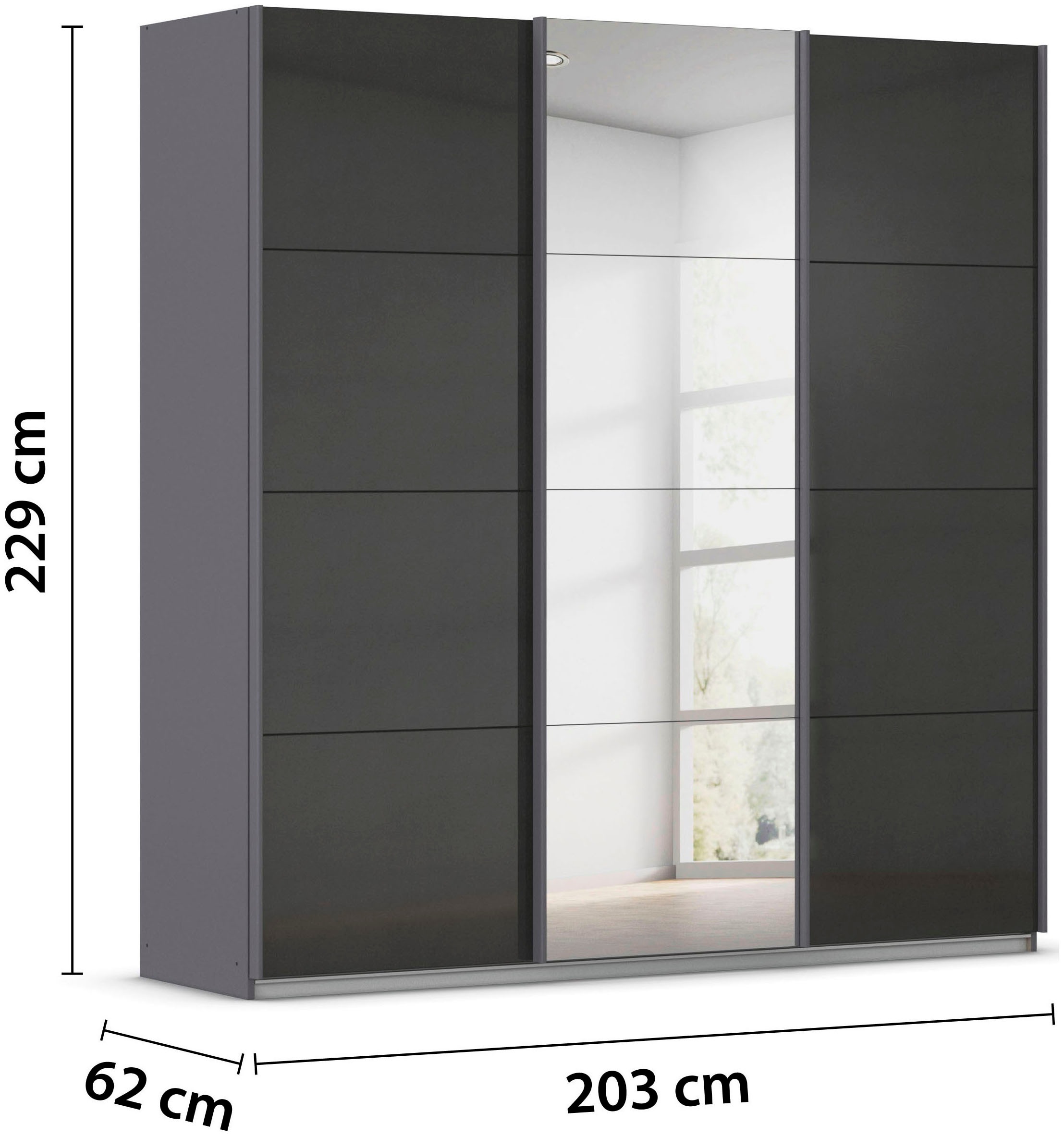 rauch Schwebetürenschrank »Kleiderschrank Schrank Garderobe AGORDO«, (in zwei Griff-Farben), Top Innenausstattung, in 4 Breiten und 2 Höhen MADE IN GERMANY