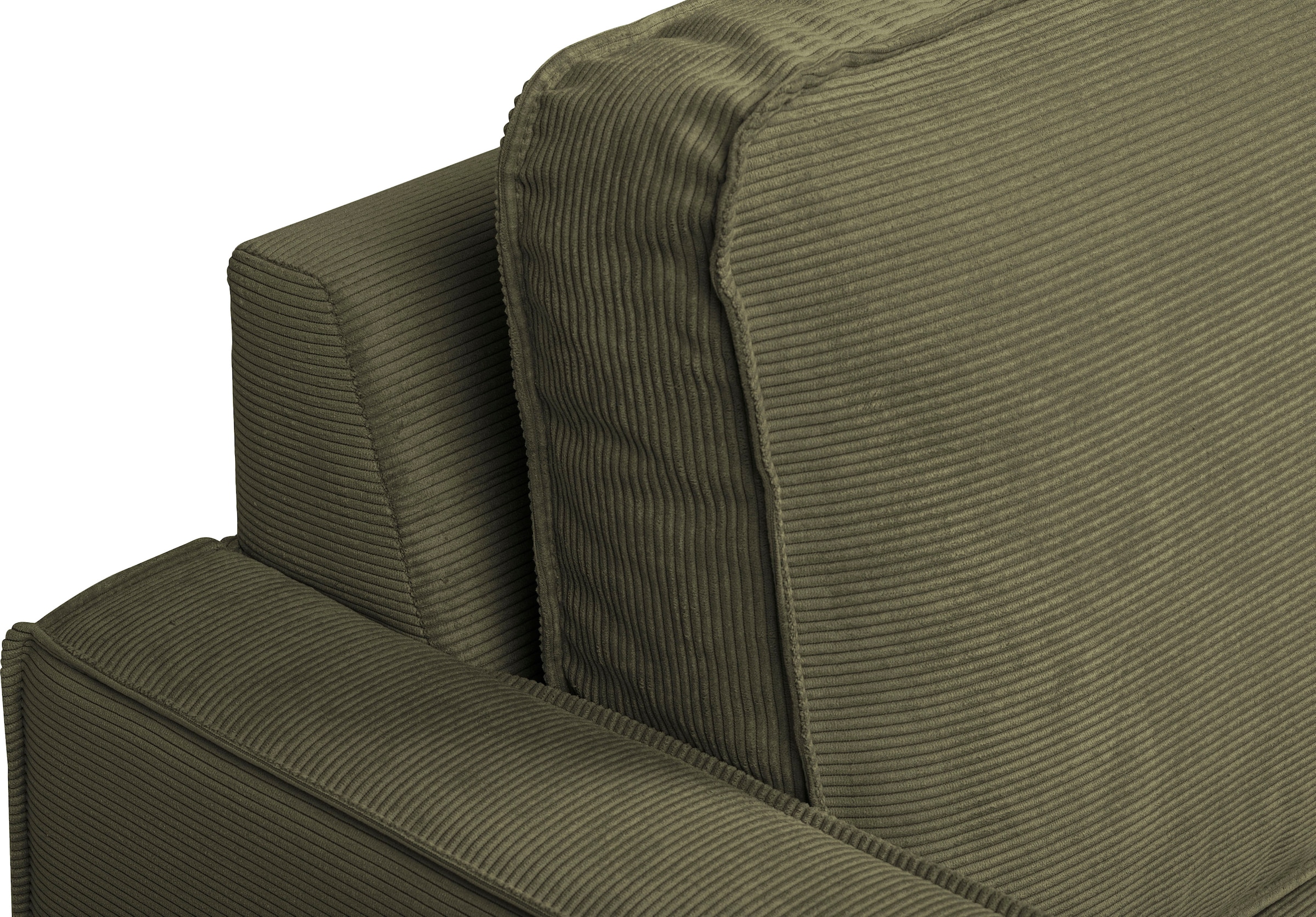 Home affaire Ecksofa »Pinto, 290 cm, Cord, Chenille, Lederoptik, Ottomane links / rechts« mit Keder, schwarze Metallfüße, Wellenunterfederung