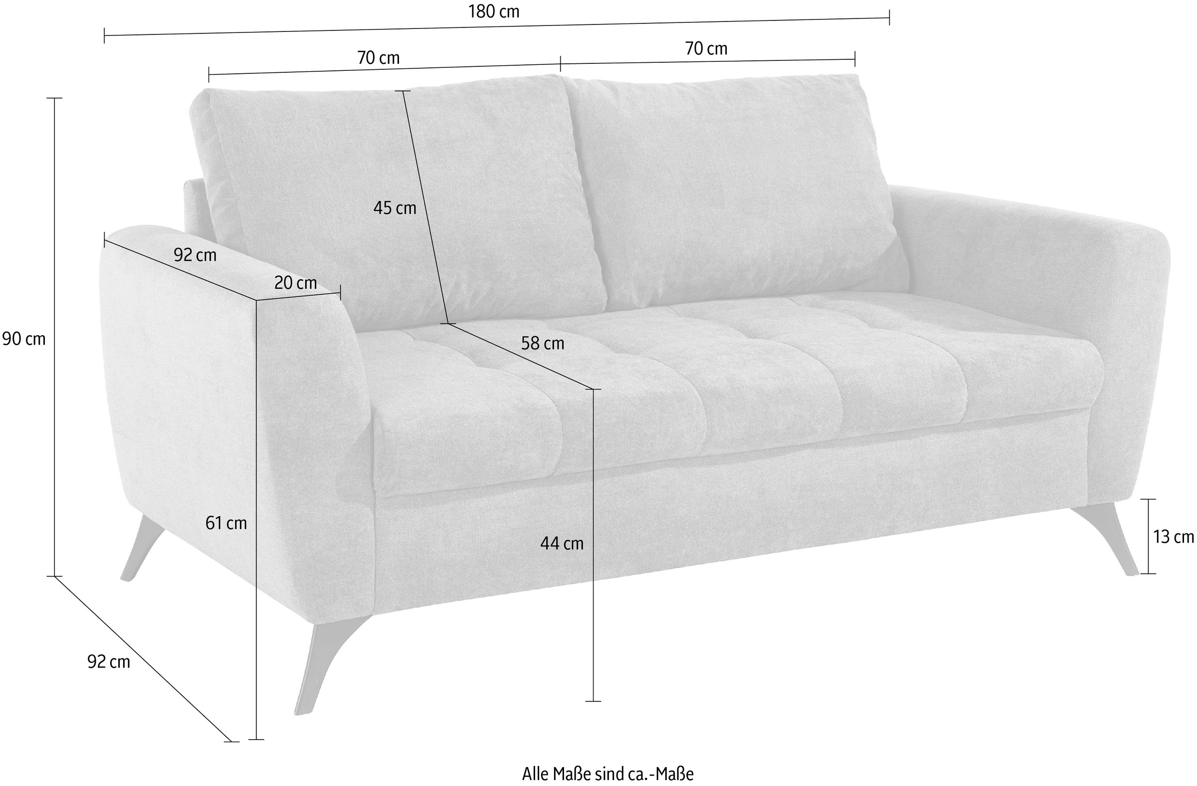 kaufen Aqua auch Kissen online feine Sitzbereich, lose clean-Bezug, Steppung 2,5-Sitzer im mit INOSIGN »Lörby«,
