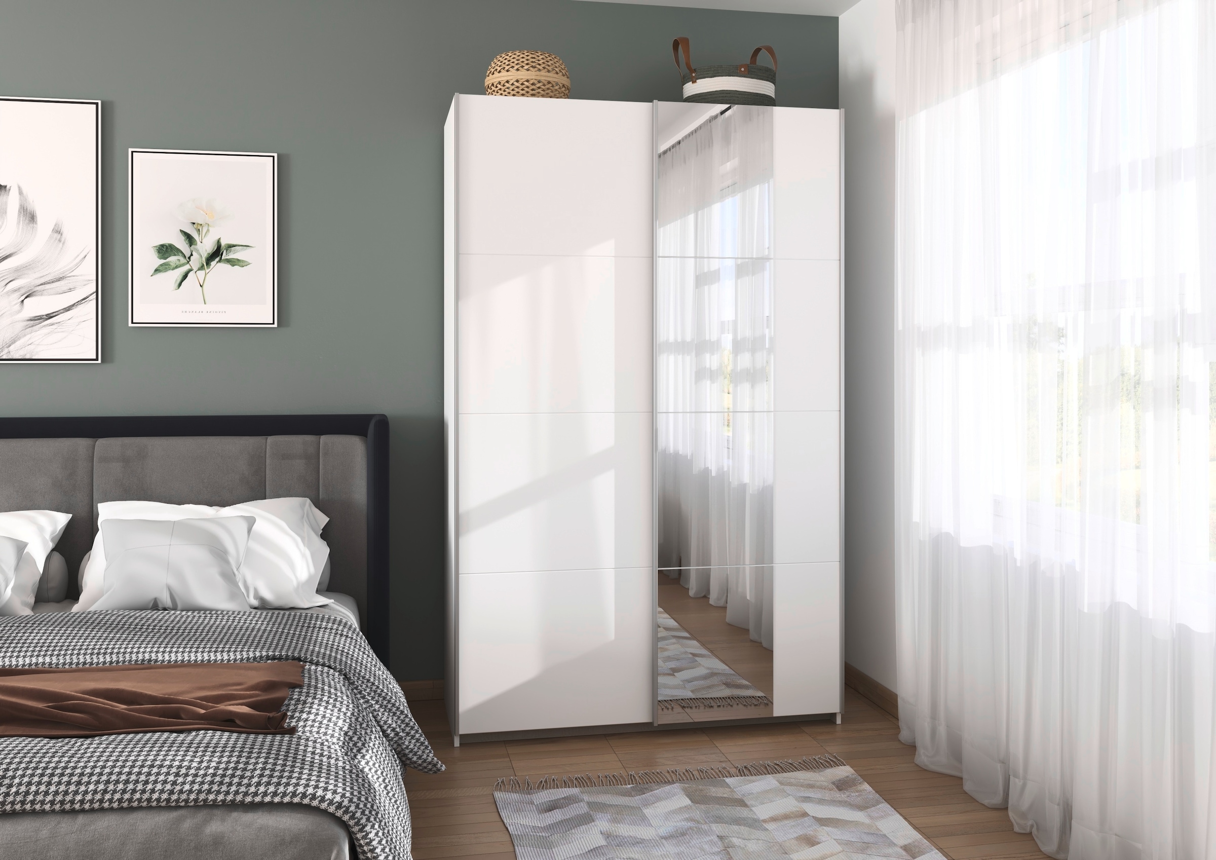 rauch Schwebetürenschrank »Kleiderschrank Schrank Garderobe Schlafzimmerschrank OXFORD«, (in 3 verschiedenen Ausstattungen BASIC/CLASSIC/PREMIUM), mit Griffleisten aus Metall, auch für kleinere Räume MADE IN GERMANY
