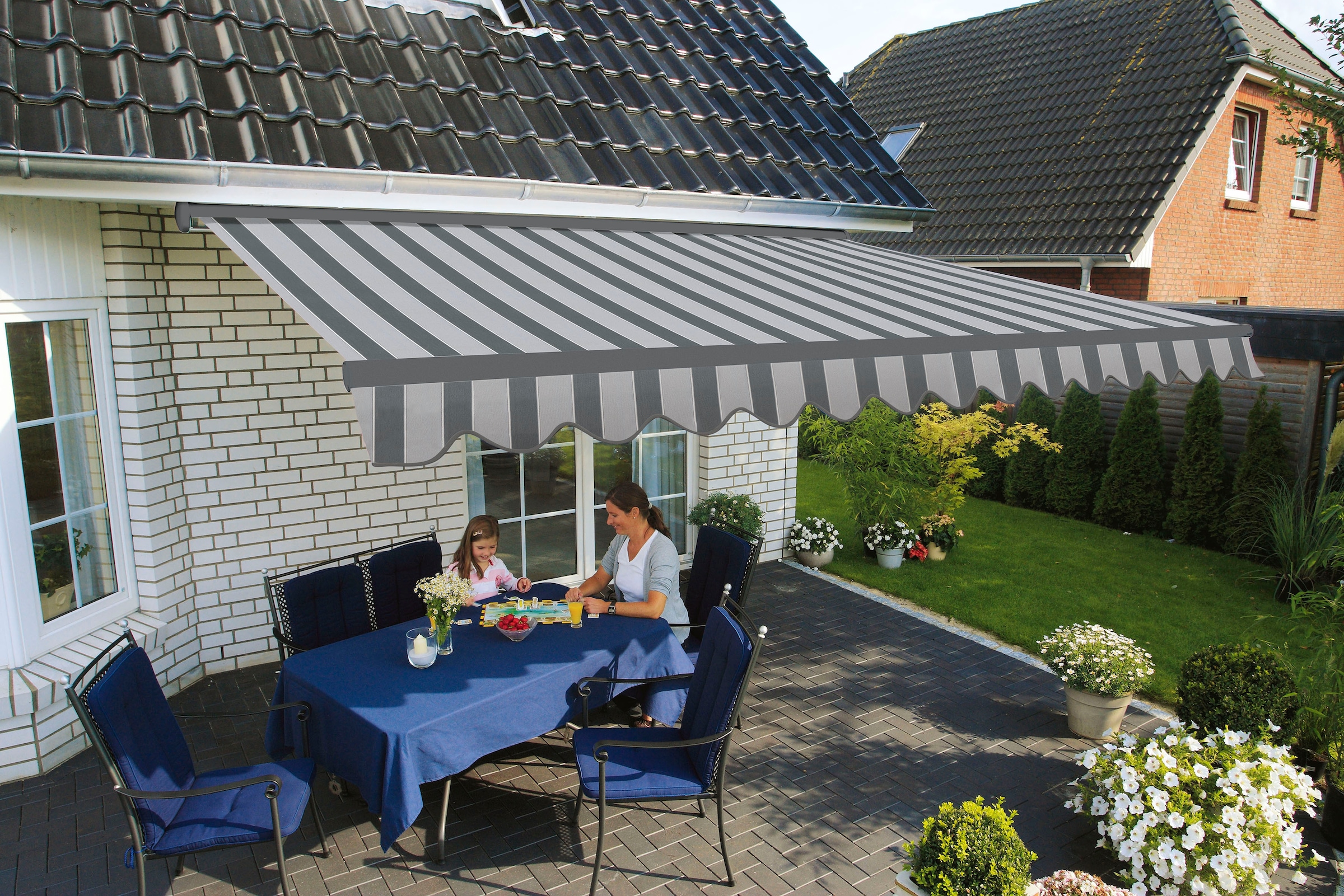 Spettmann Halbkassettenmarkise »SKY FIX«, 500 cm Breite, 300 cm Ausfall, Volant gewellt