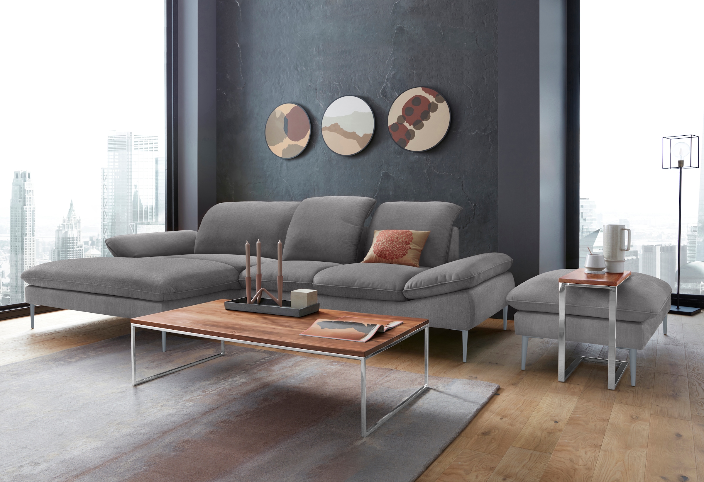 W.SCHILLIG Hocker »enjoy&MORE« Füße silber matt, Breite 106 cm