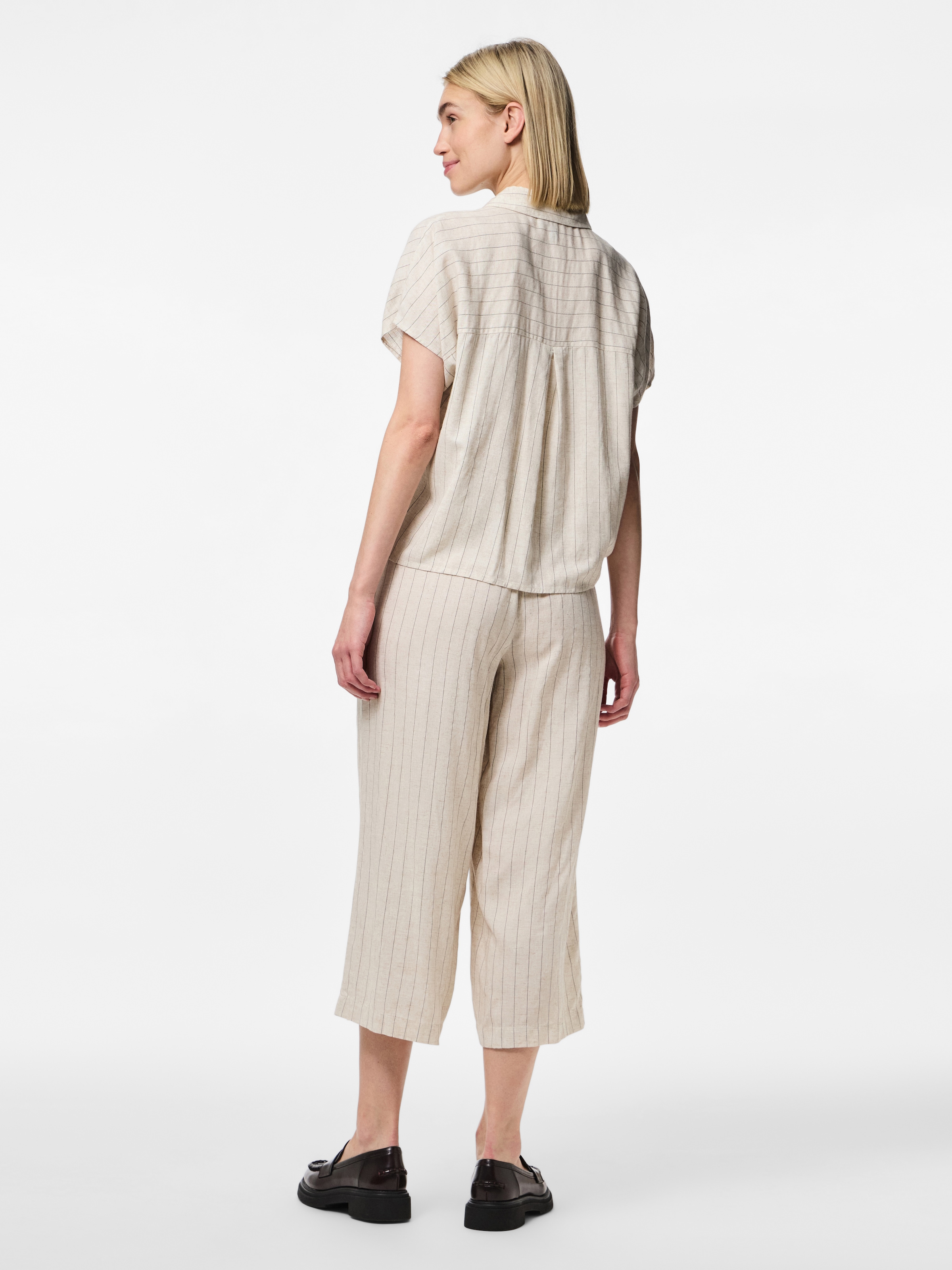 pieces Schlupfhose »PCPIA HW WIDE CULOTTE WVN NOOS«, mit Leinen