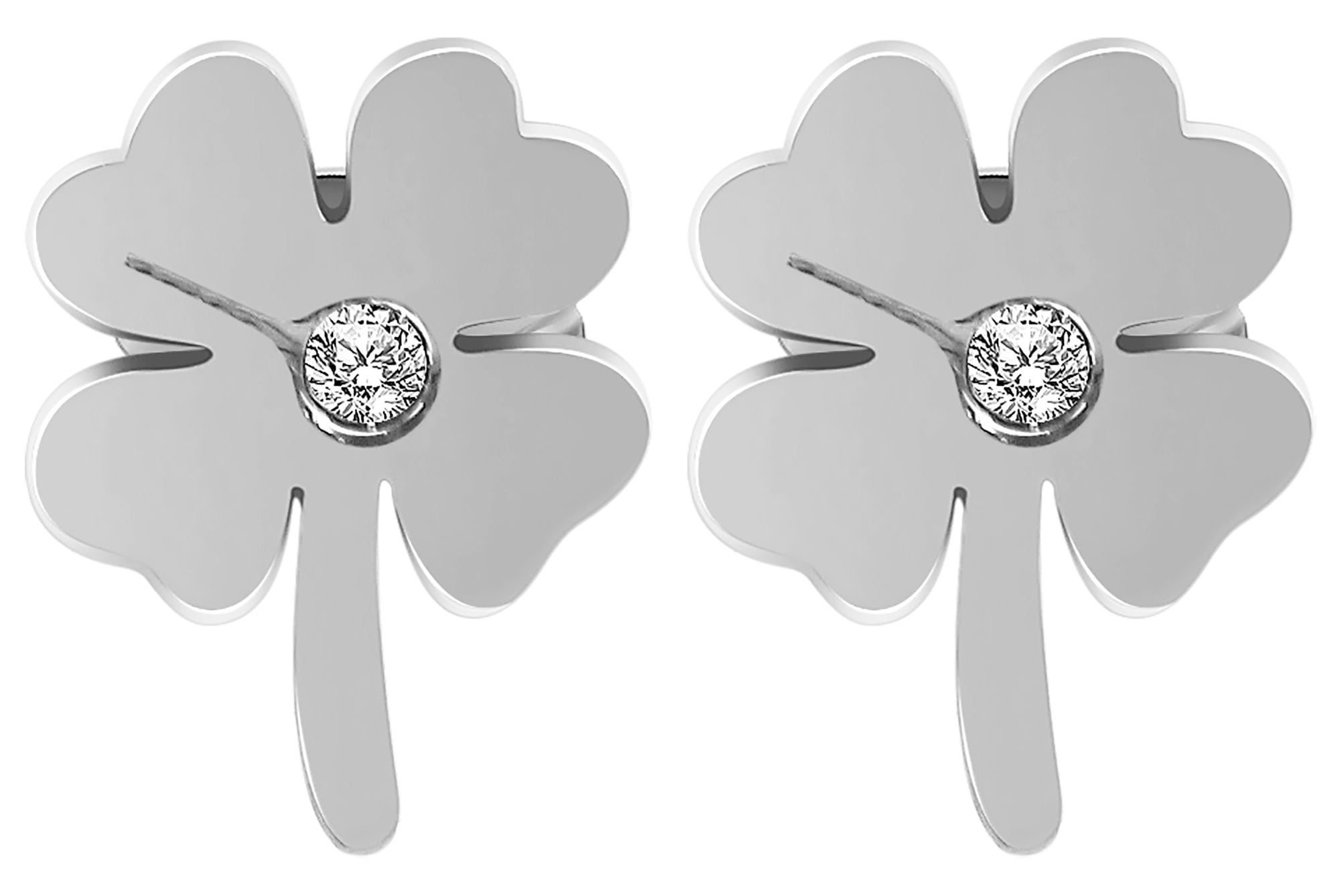 Adelia´s Paar Ohrstecker »Damen Ohrringe ¿ Ohrstecker Kleeblatt aus Edelstahl mit Strass Steinchen«