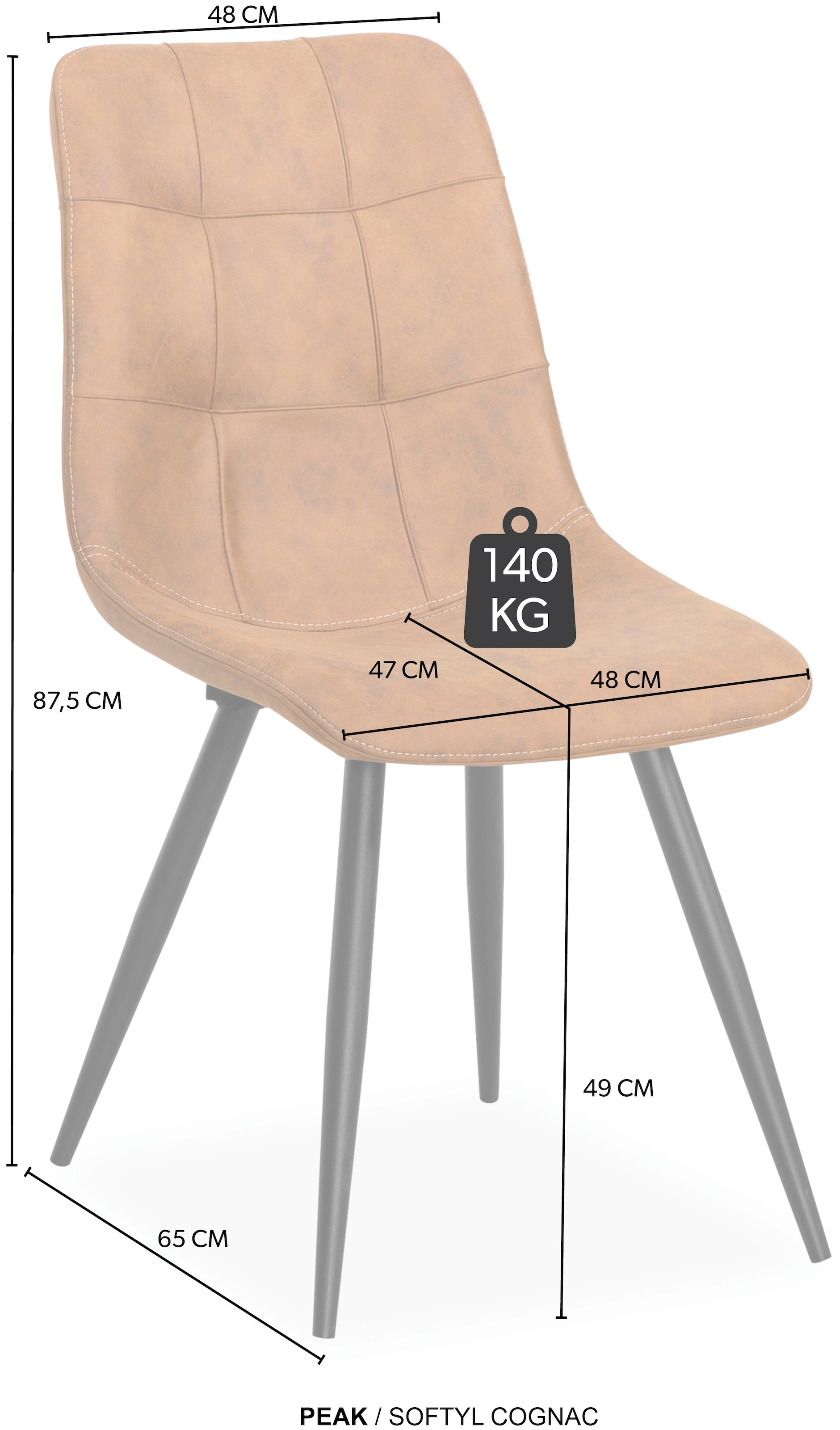 OMG Design Esszimmerstuhl »Peak«, (Set), 1 St., Stoff, moderne Sitzschale in Microfaser Lederoptik