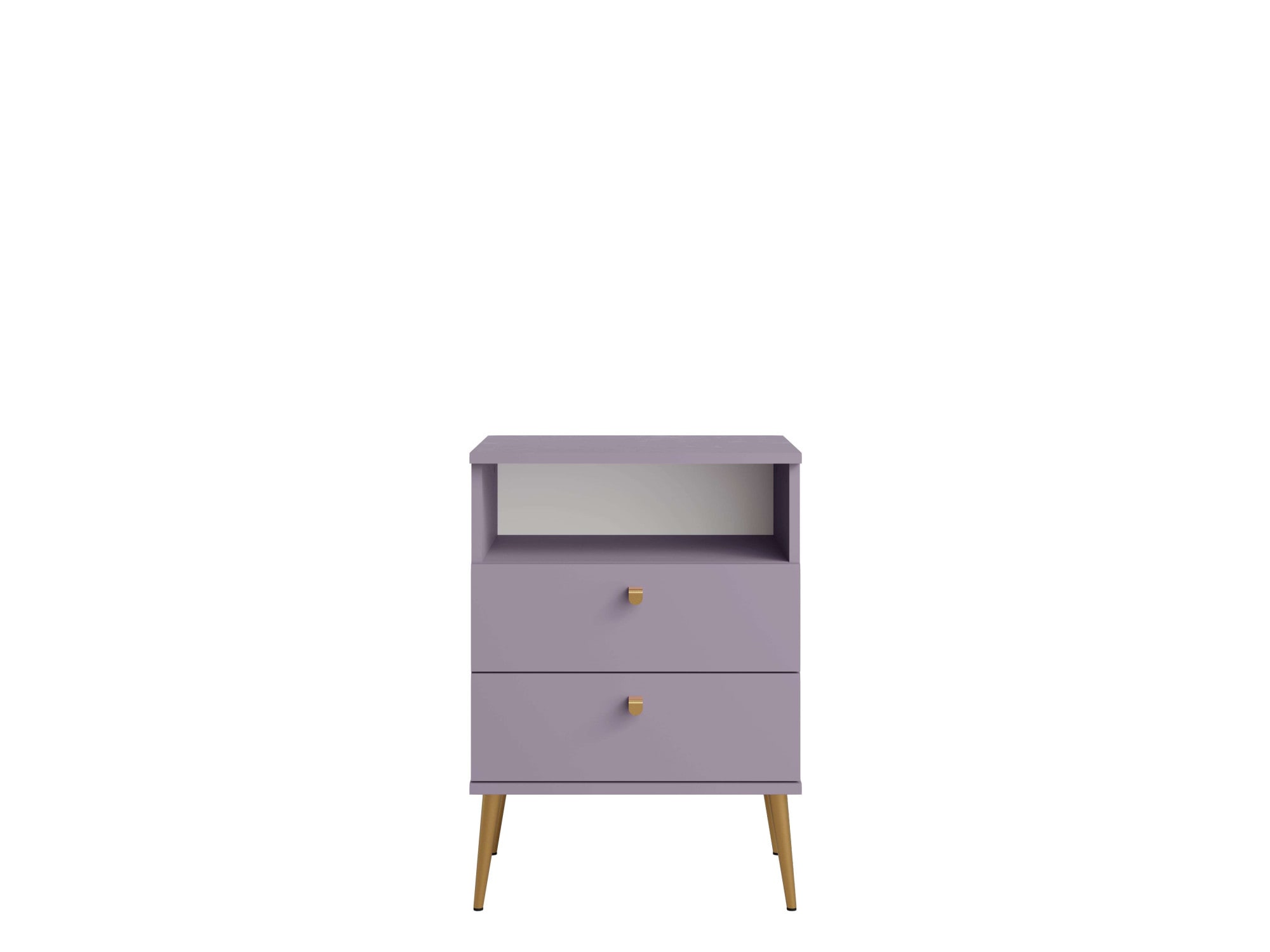 INOSIGN Nachttisch »Elyria, Metallgriffe, FSC-zertifizierter Holzwerkstoff«, (Nachtkommode B/T/H 50/34/69cm), mit 2 Schubladen, 1 offenes Fach, viele Farben mit goldfb. Details